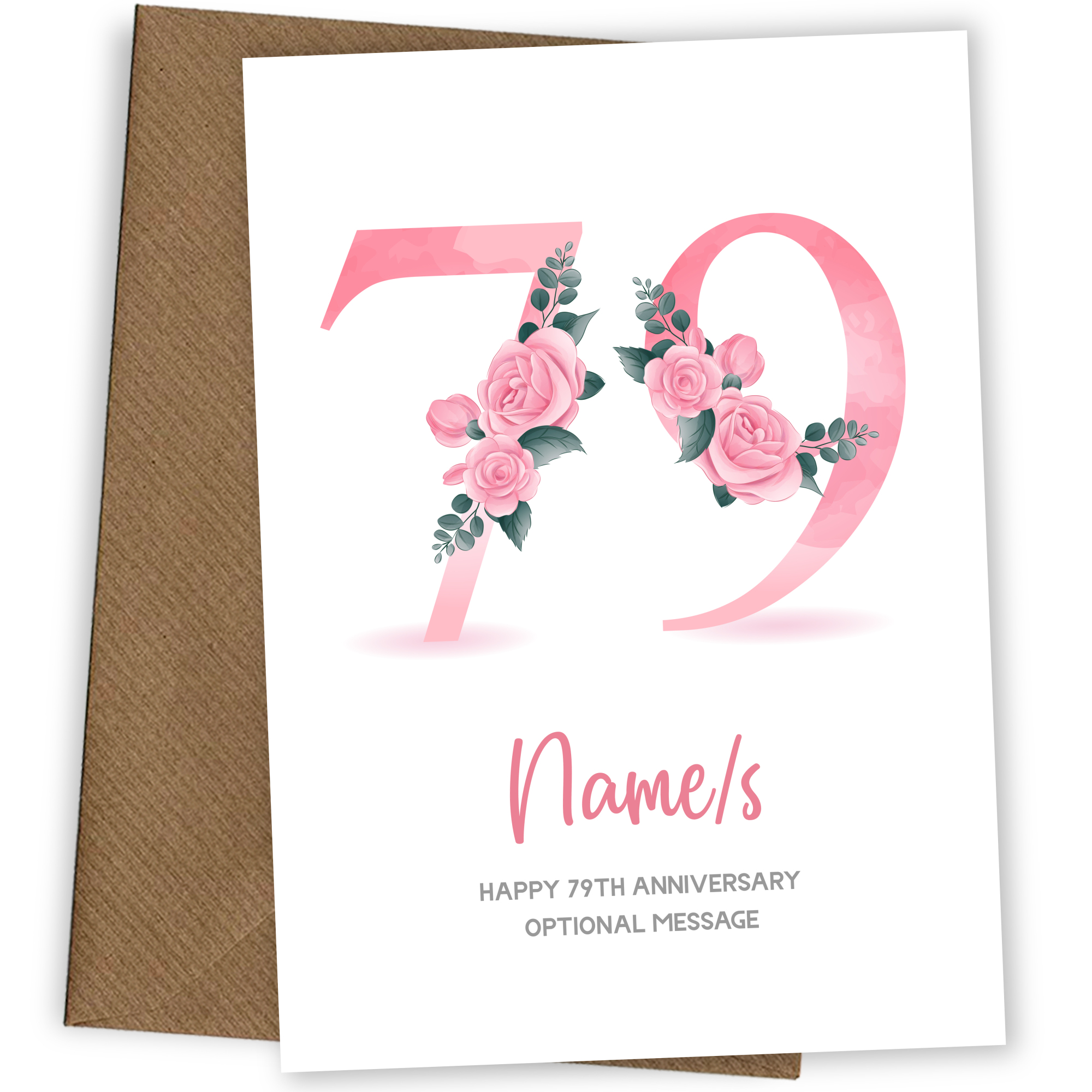 79th Anniversary Card for Wife Husband - Floral Number 79