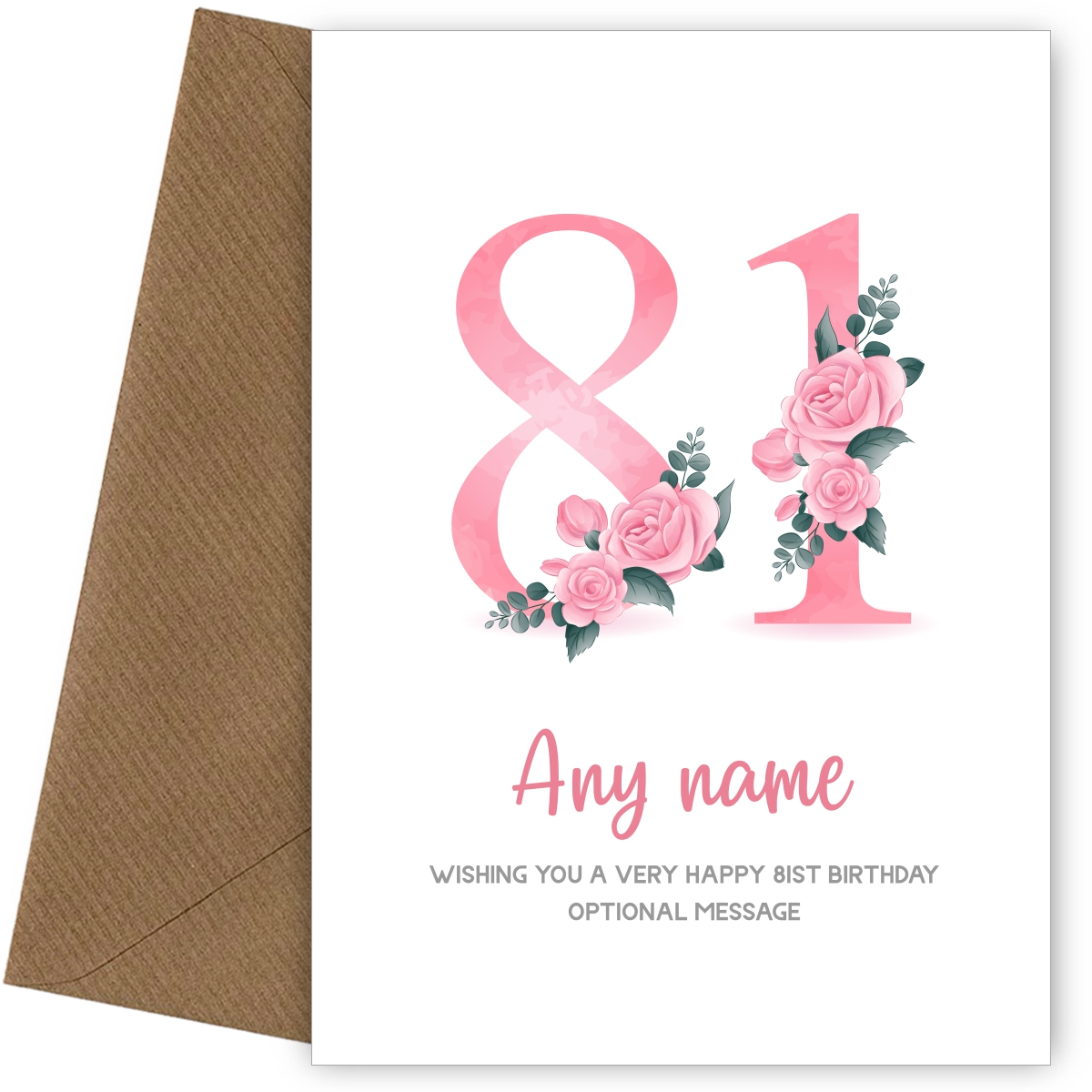 Personalised 81st Birthday Card for Women - Floral Greeting Cards
