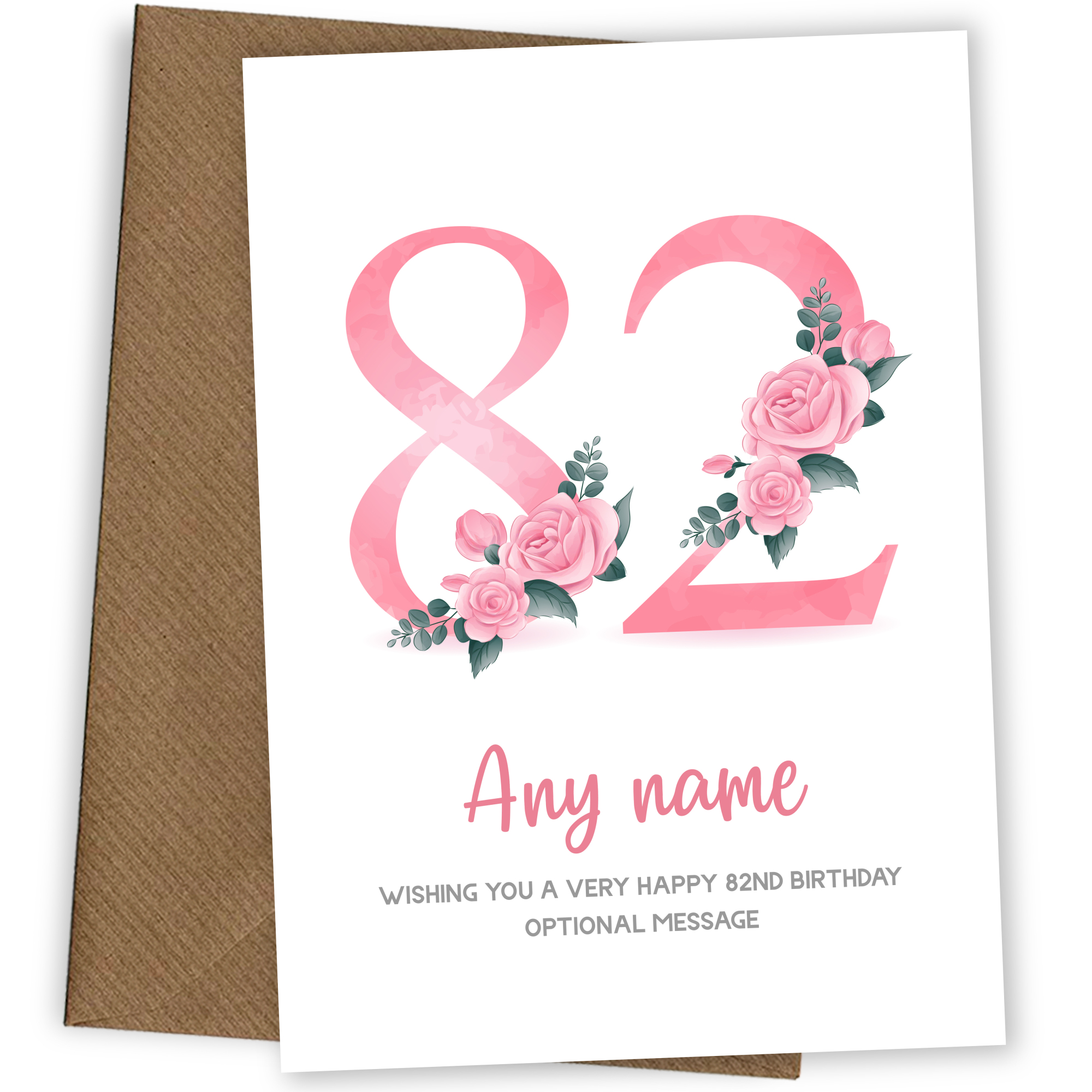 Personalised 82nd Birthday Card for Women - Floral Greeting Cards