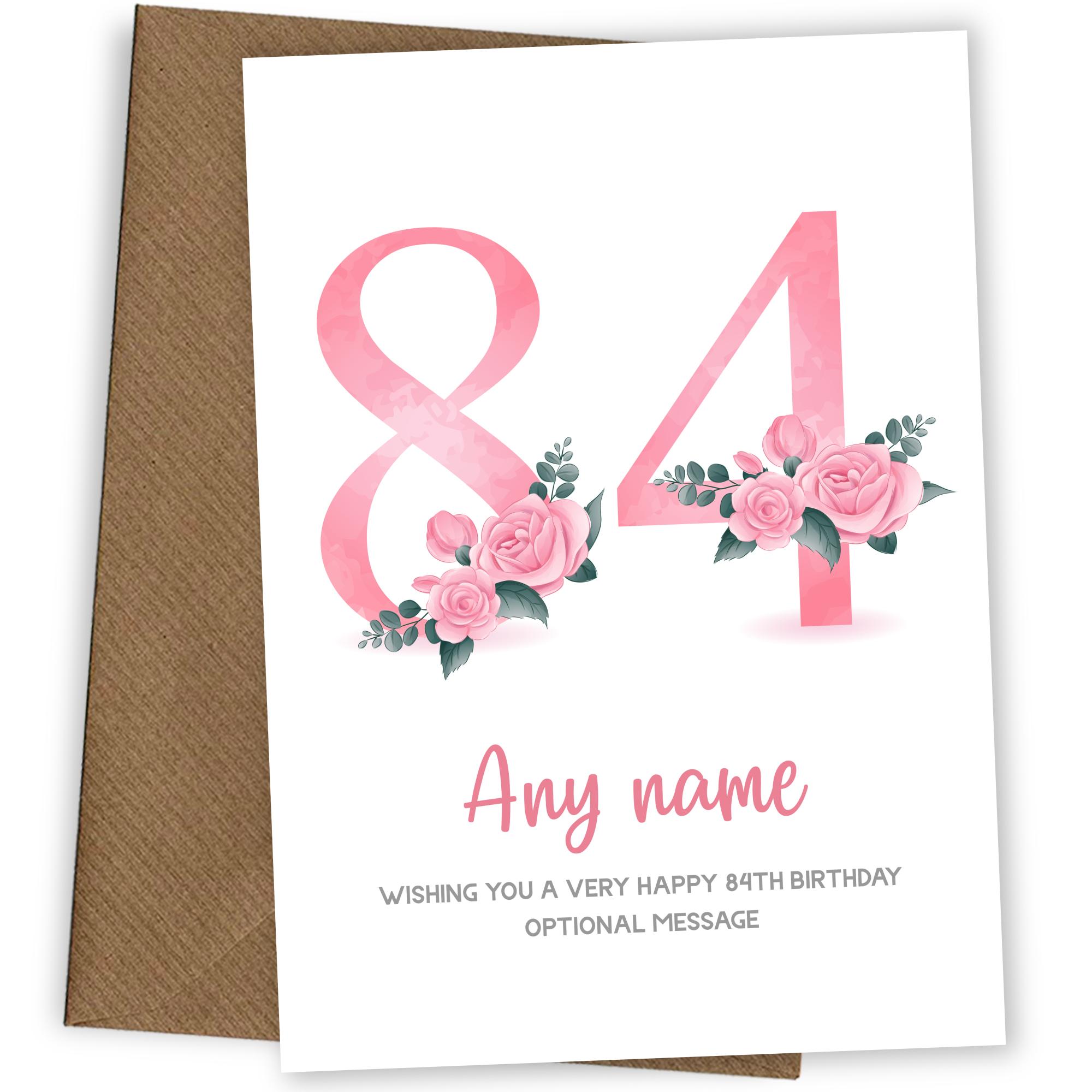 Personalised 84th Birthday Card for Women - Floral Greeting Cards