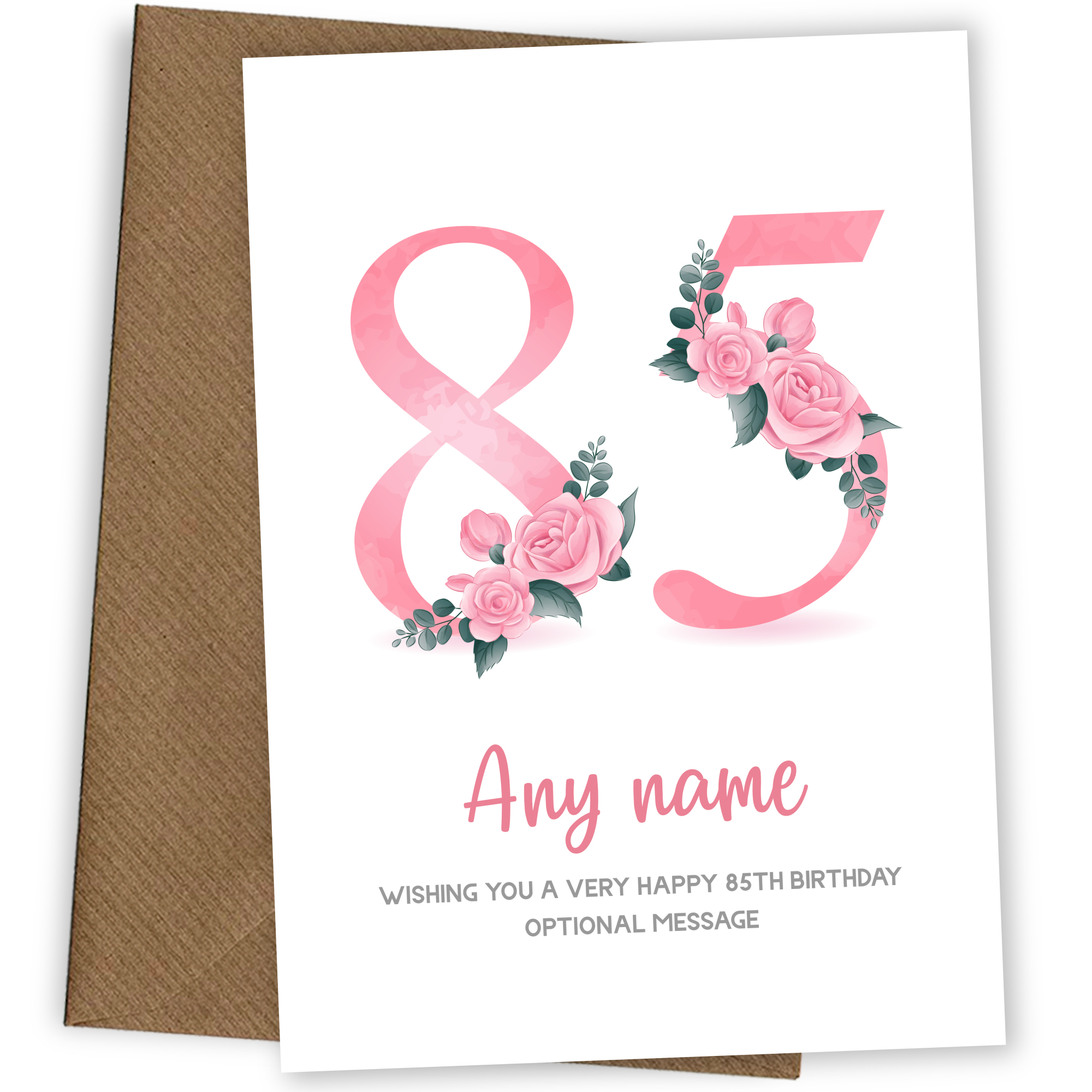 Personalised 85th Birthday Card for Women - Floral Greeting Cards