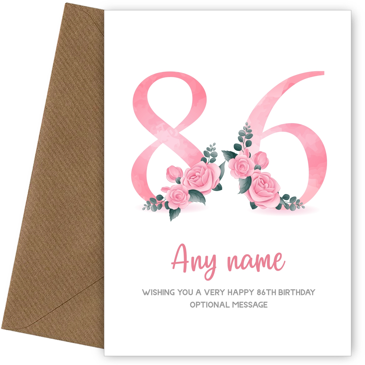 Personalised 86th Birthday Card for Women - Floral Greeting Cards