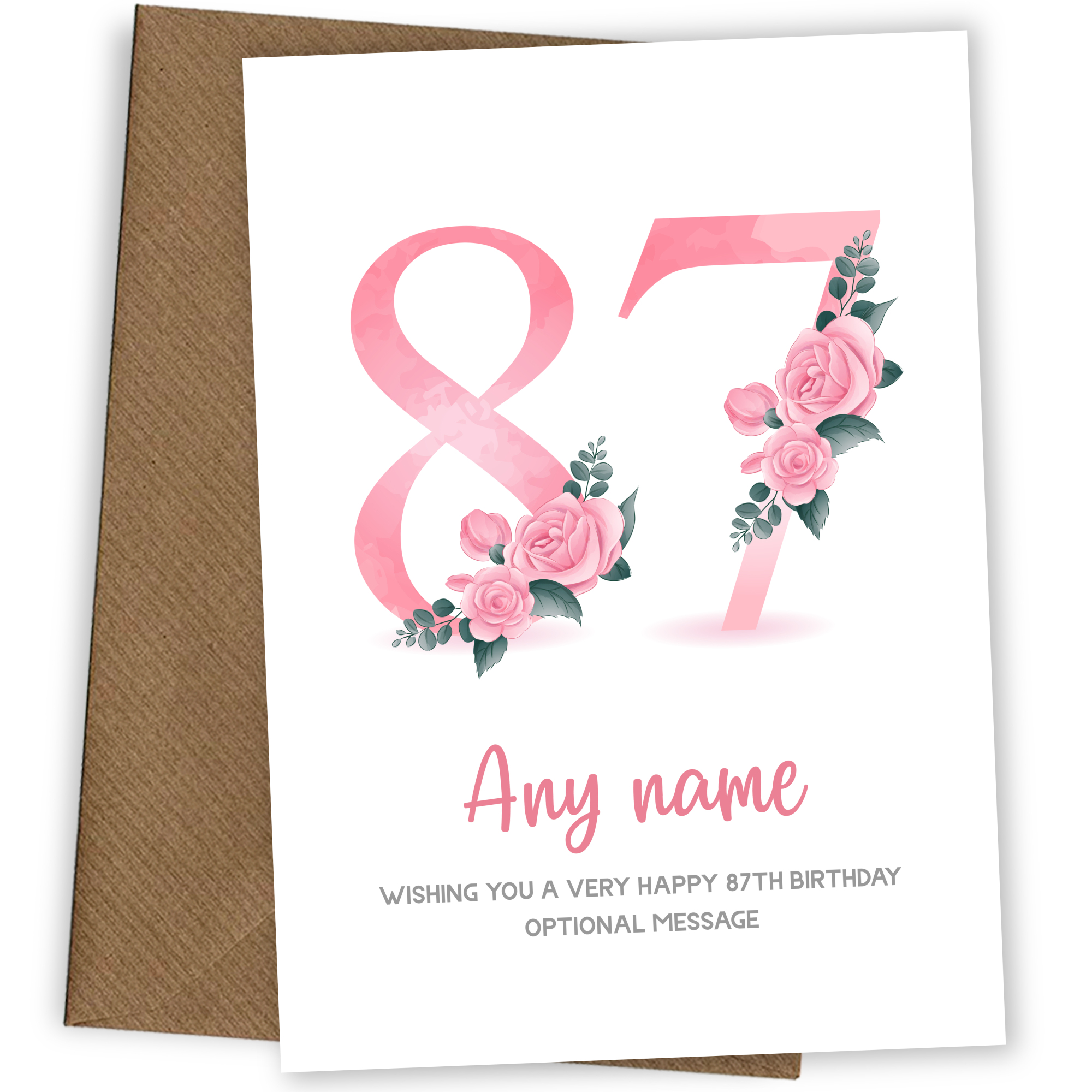 Personalised 87th Birthday Card for Women - Floral Greeting Cards
