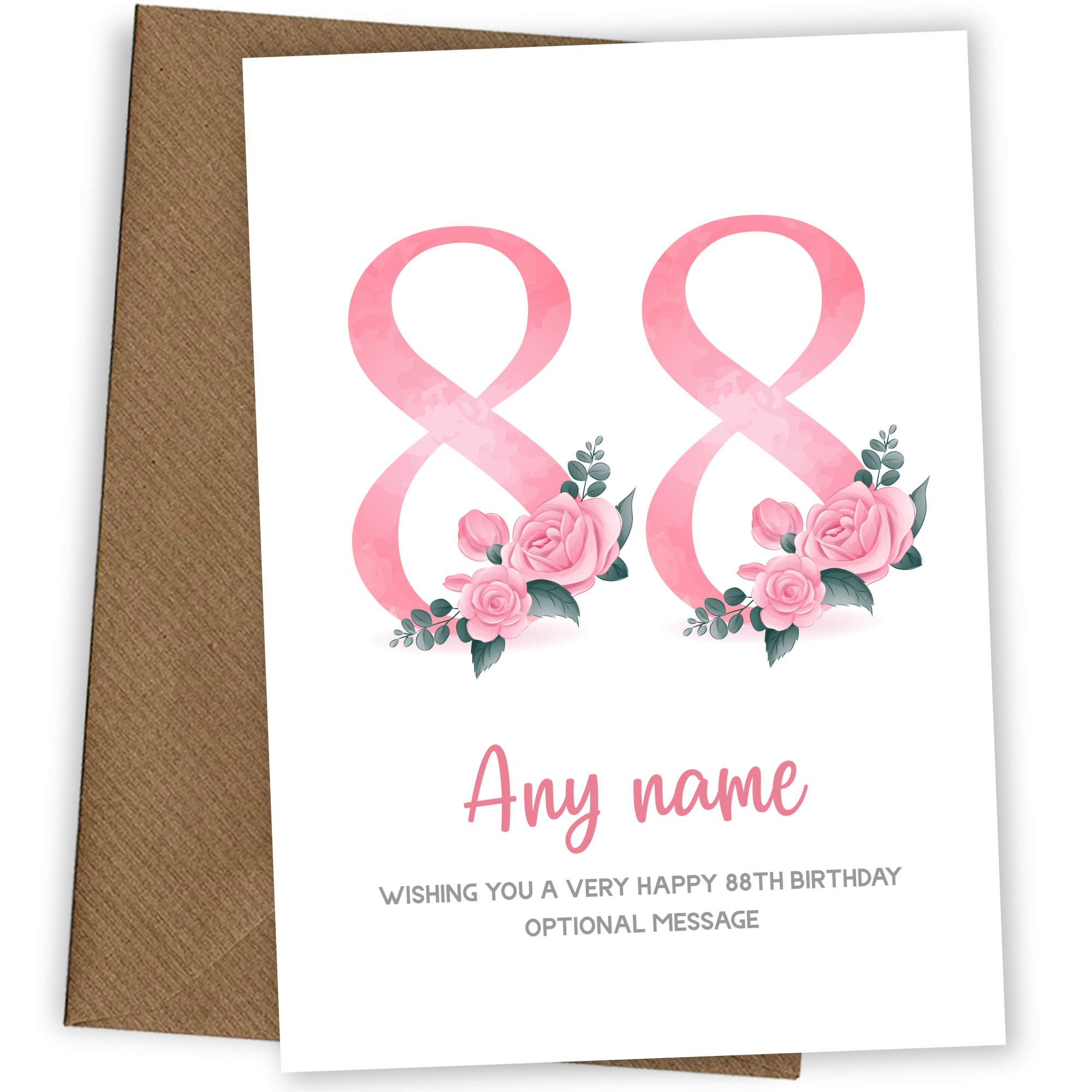 Personalised 88th Birthday Card for Women - Floral Greeting Cards