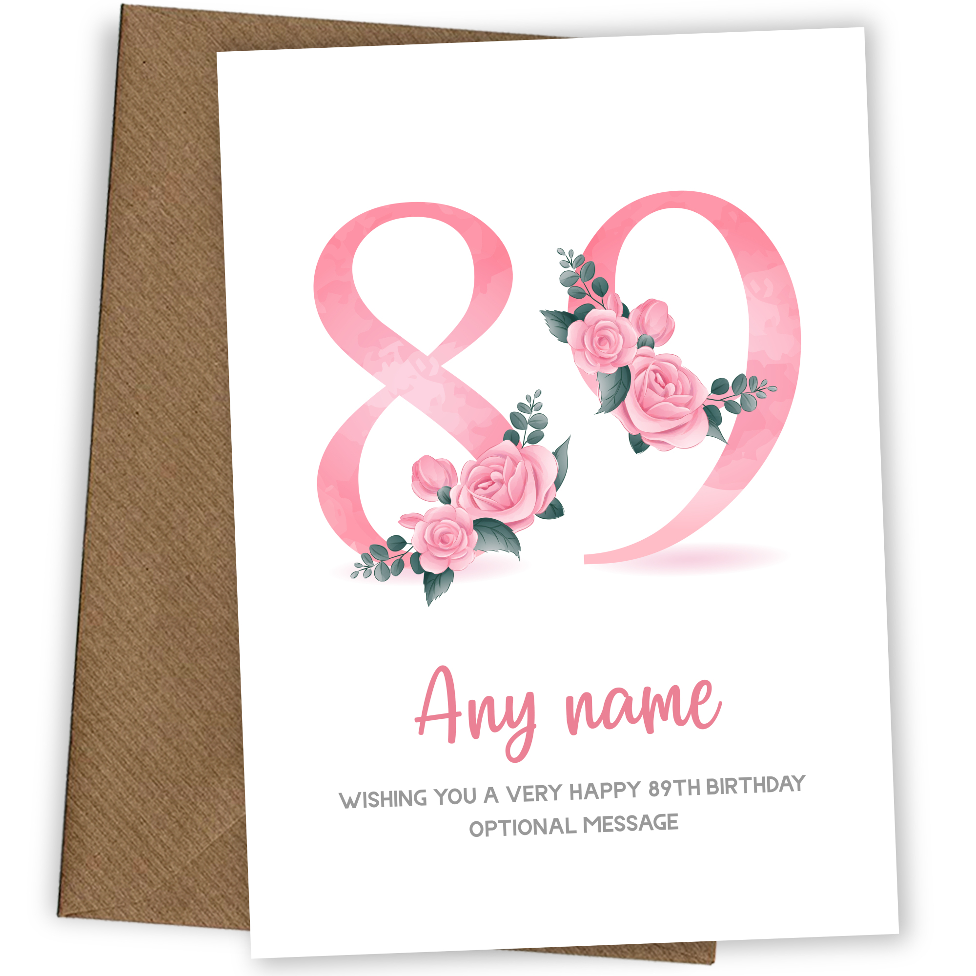 Personalised 89th Birthday Card for Women - Floral Greeting Cards