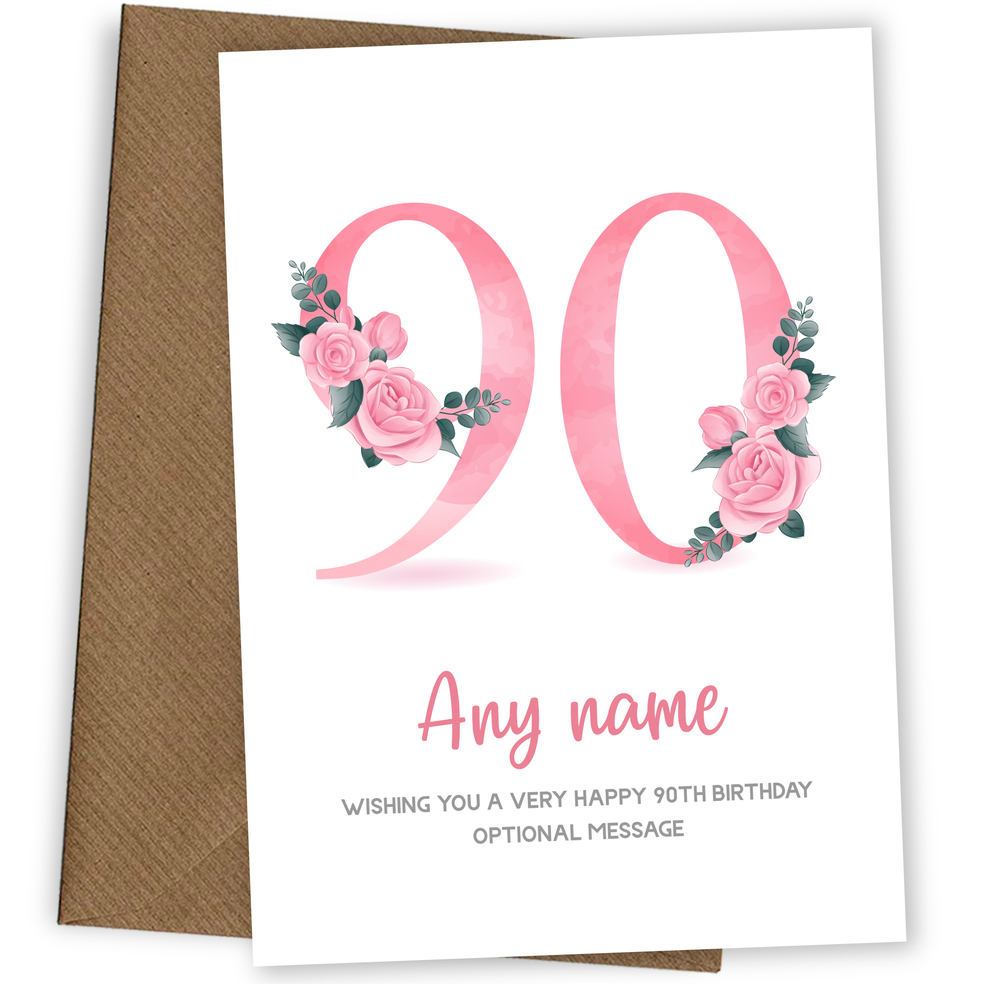 Personalised 90th Birthday Card for Women - Floral Greeting Cards