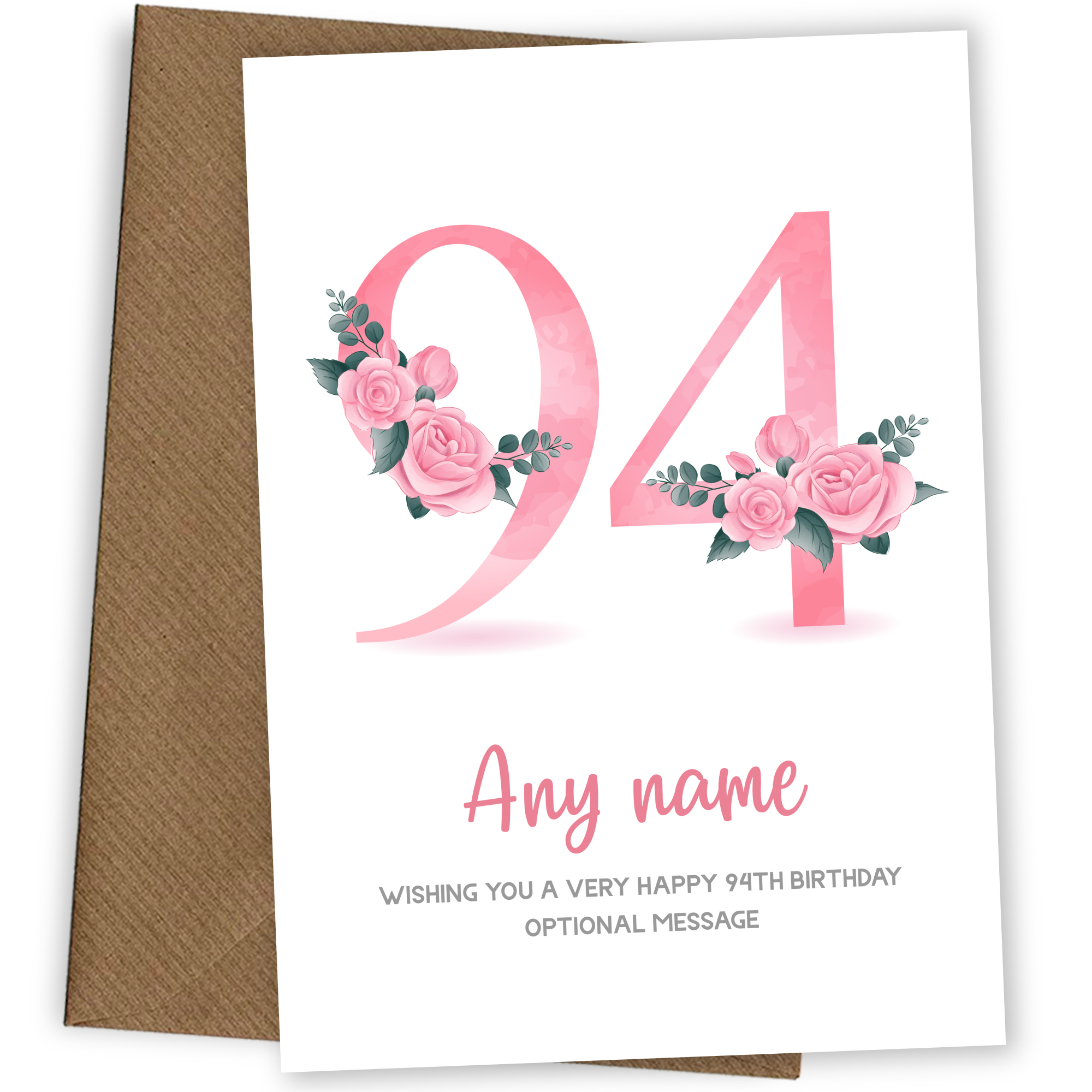 Personalised 94th Birthday Card for Women - Floral Greeting Cards