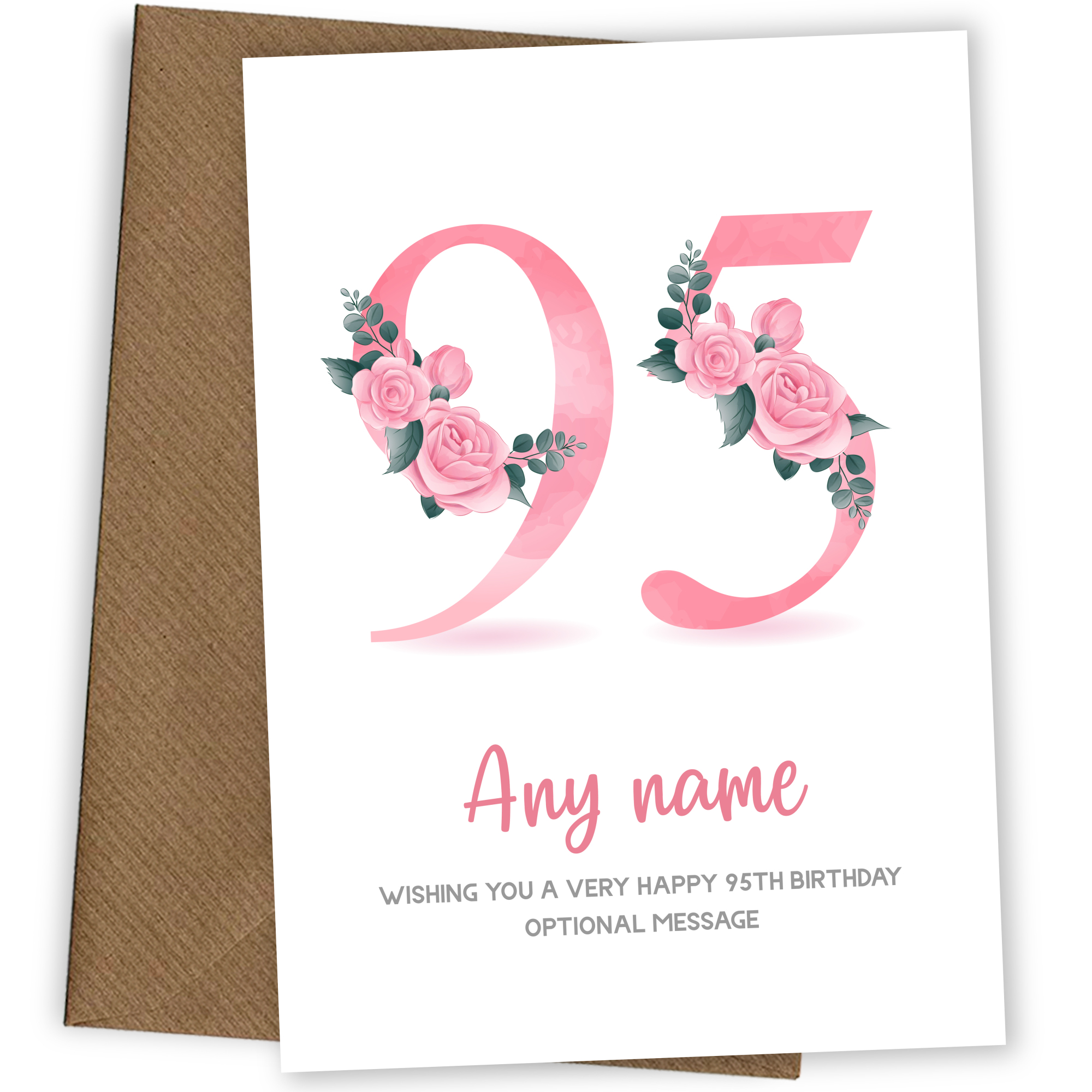 Personalised 95th Birthday Card for Women - Floral Greeting Cards