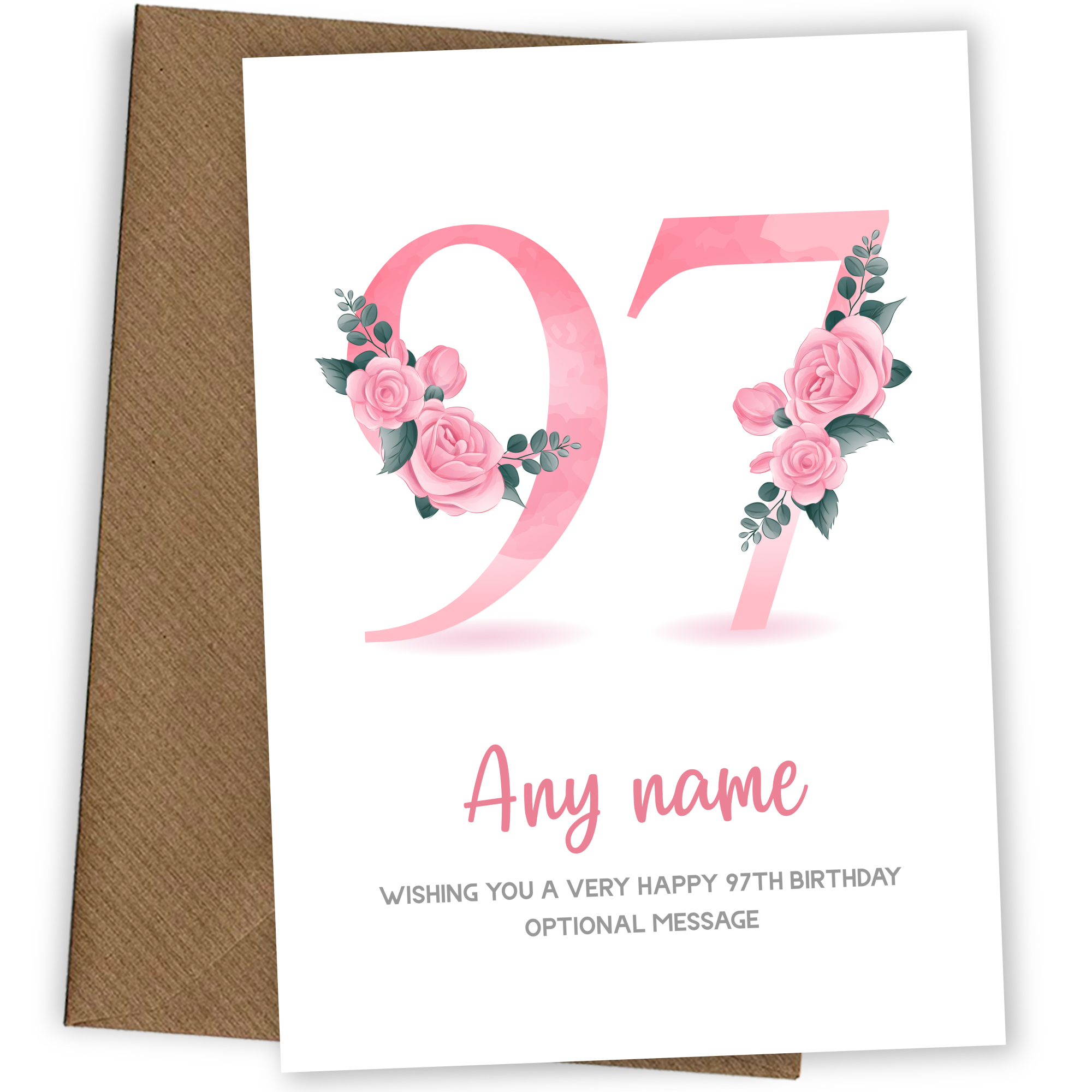 Personalised 97th Birthday Card for Women - Floral Greeting Cards