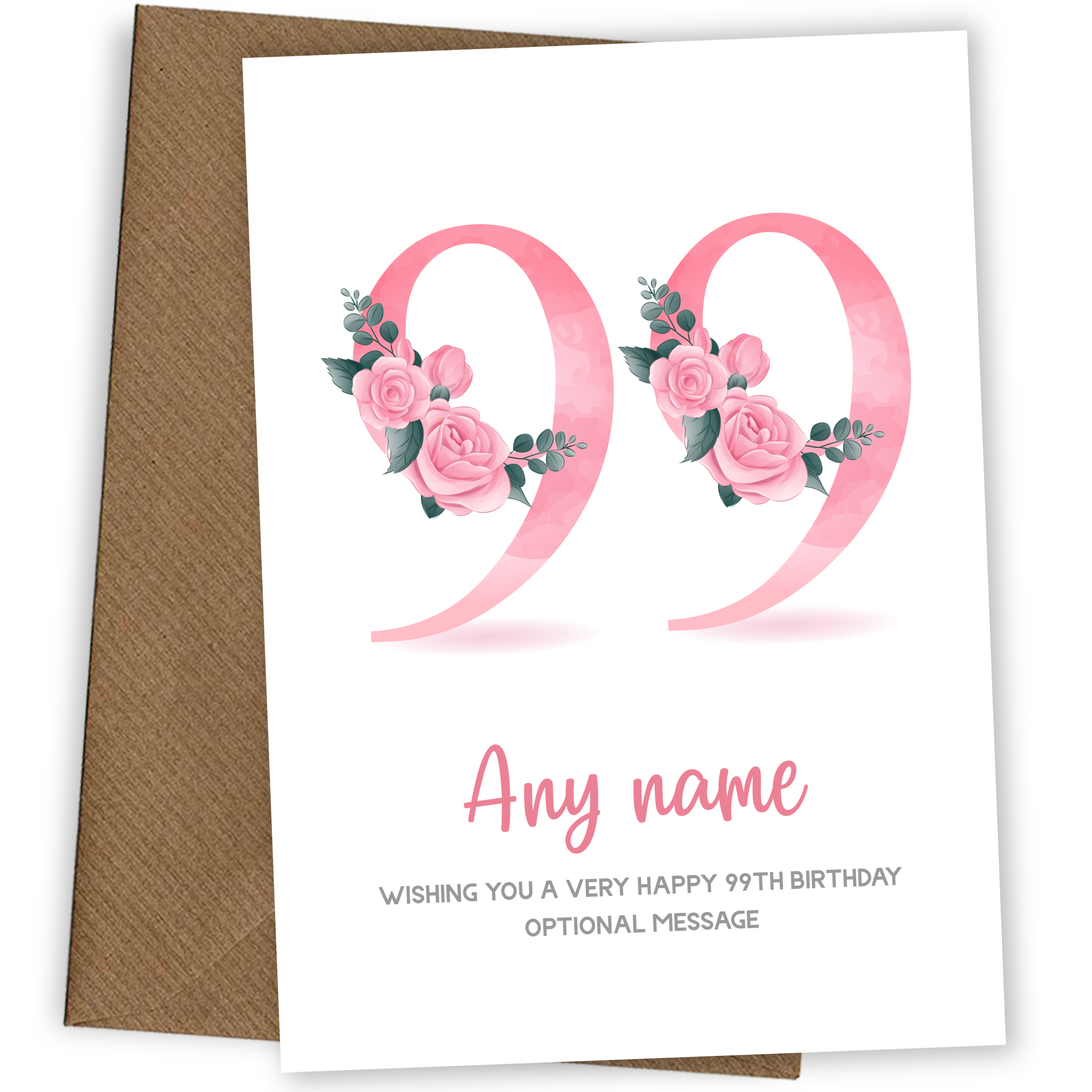 Personalised 99th Birthday Card for Women - Floral Greeting Cards