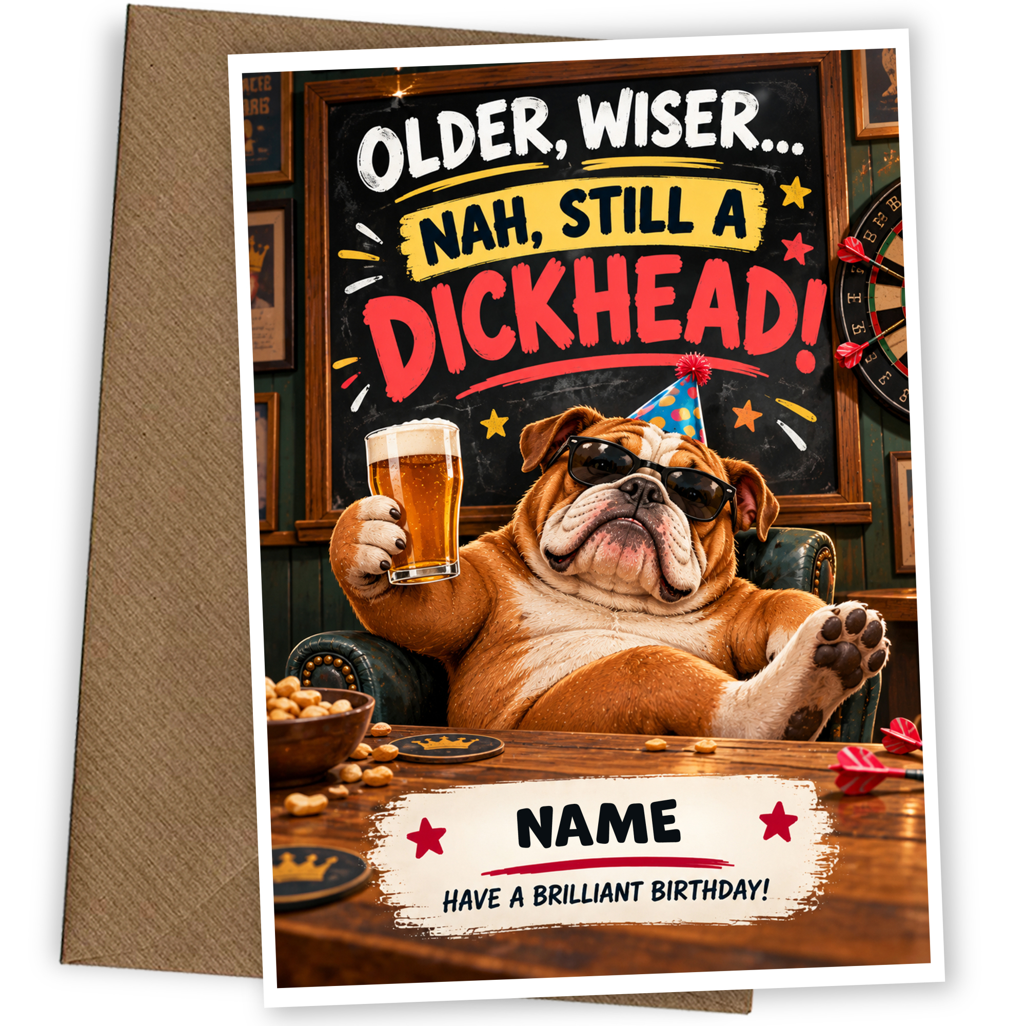 Funny Birthday Card Older Wiser Dickhead