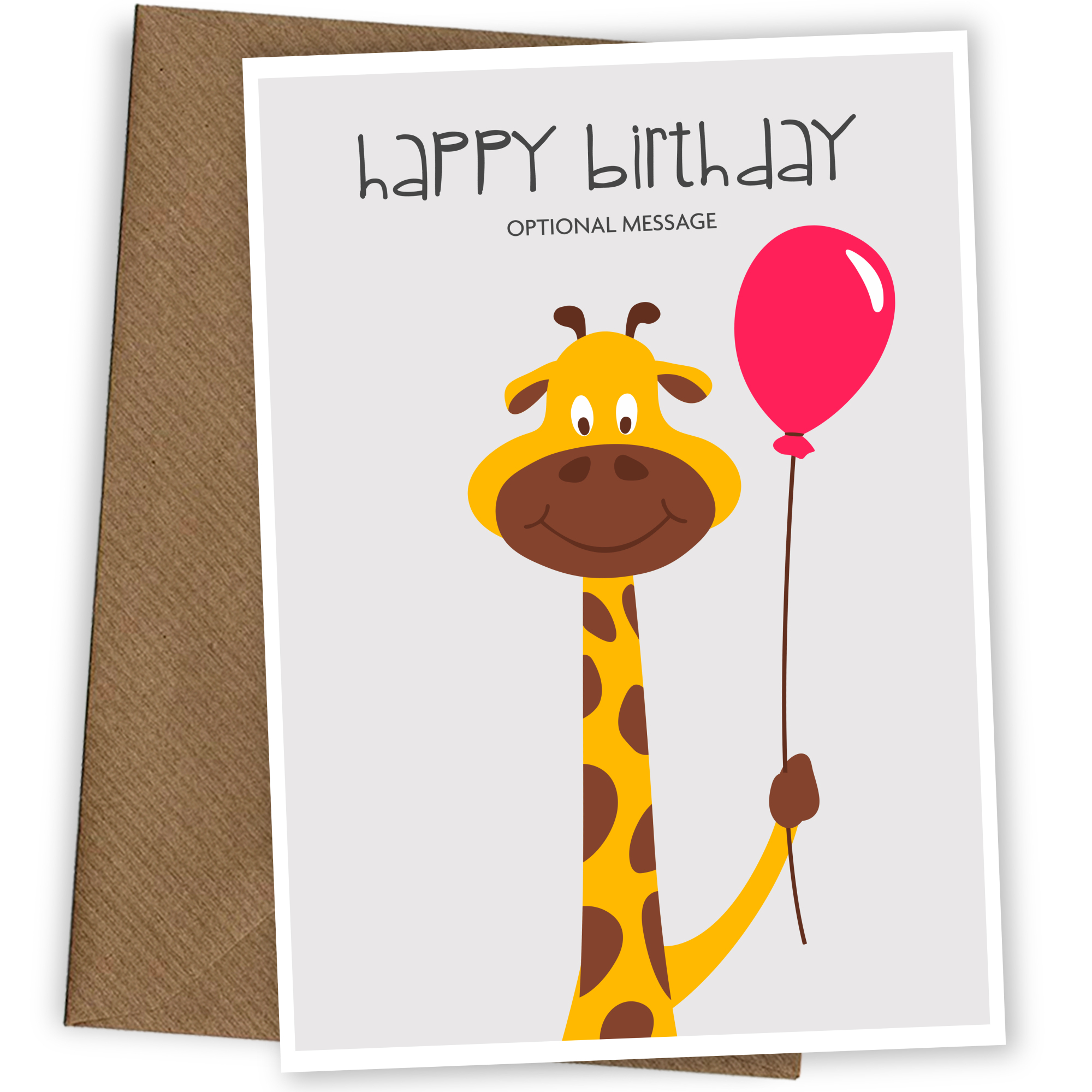 Giraffe Birthday Card for Boy or Girl - Cute Bday Cards