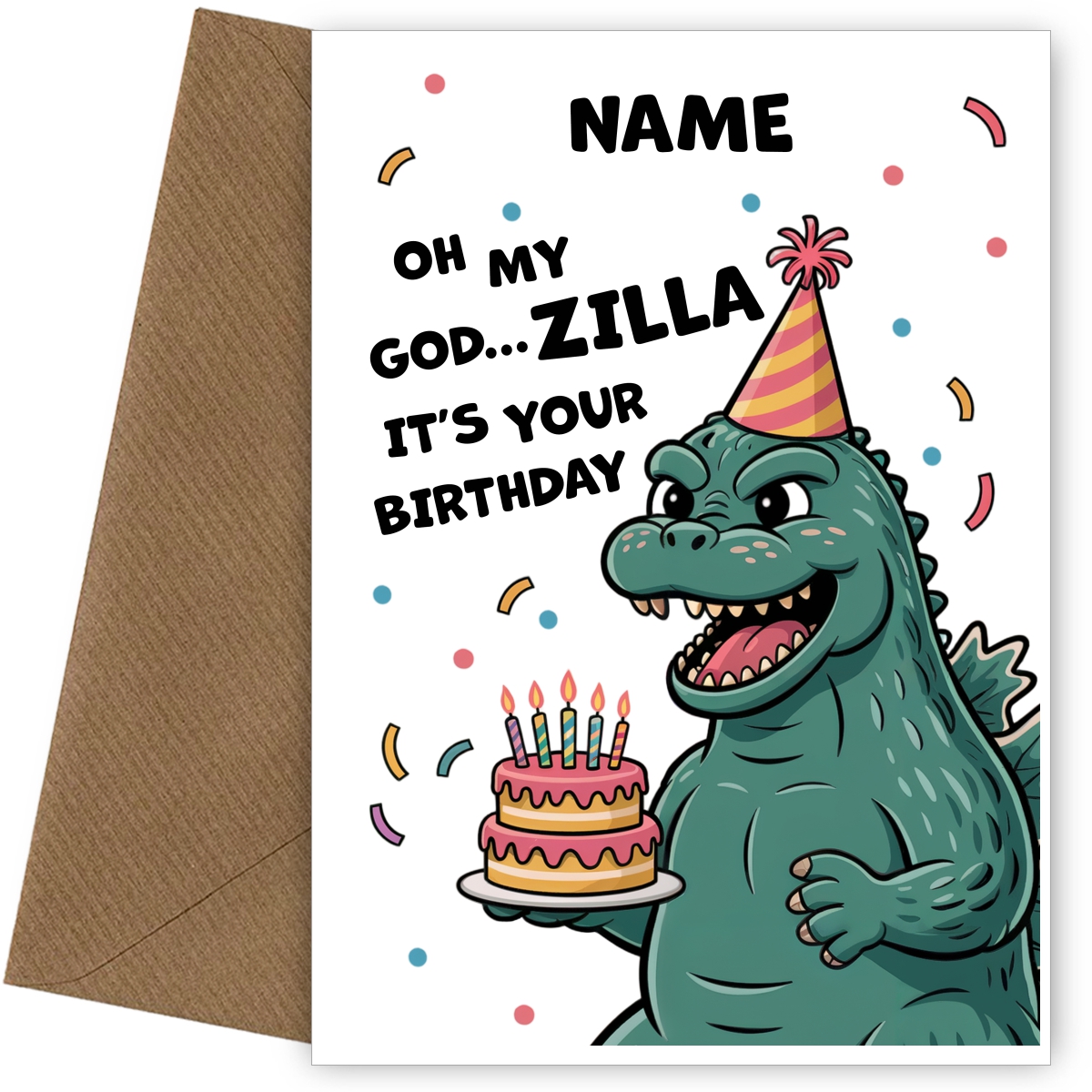 Funny Birthday Cards for Men - Oh My Godzilla!