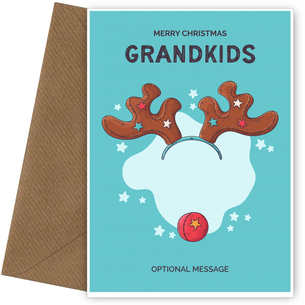 Merry Christmas Card for Grandkids - Hand Drawn Antlers