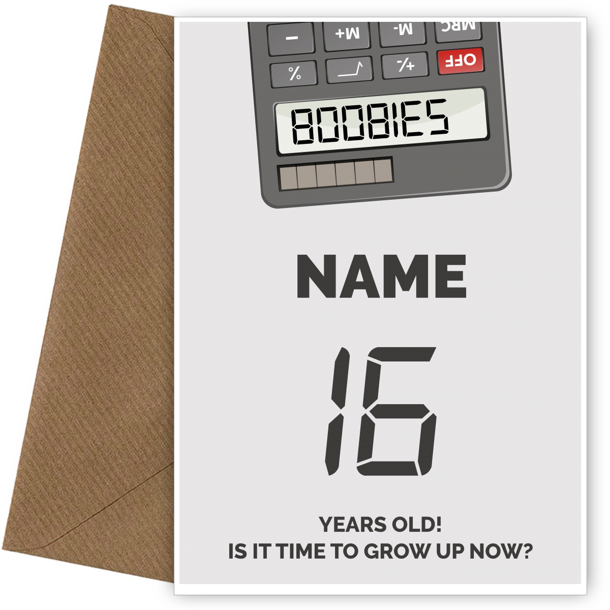 Happy 16th Birthday Card - Time to Grown Up