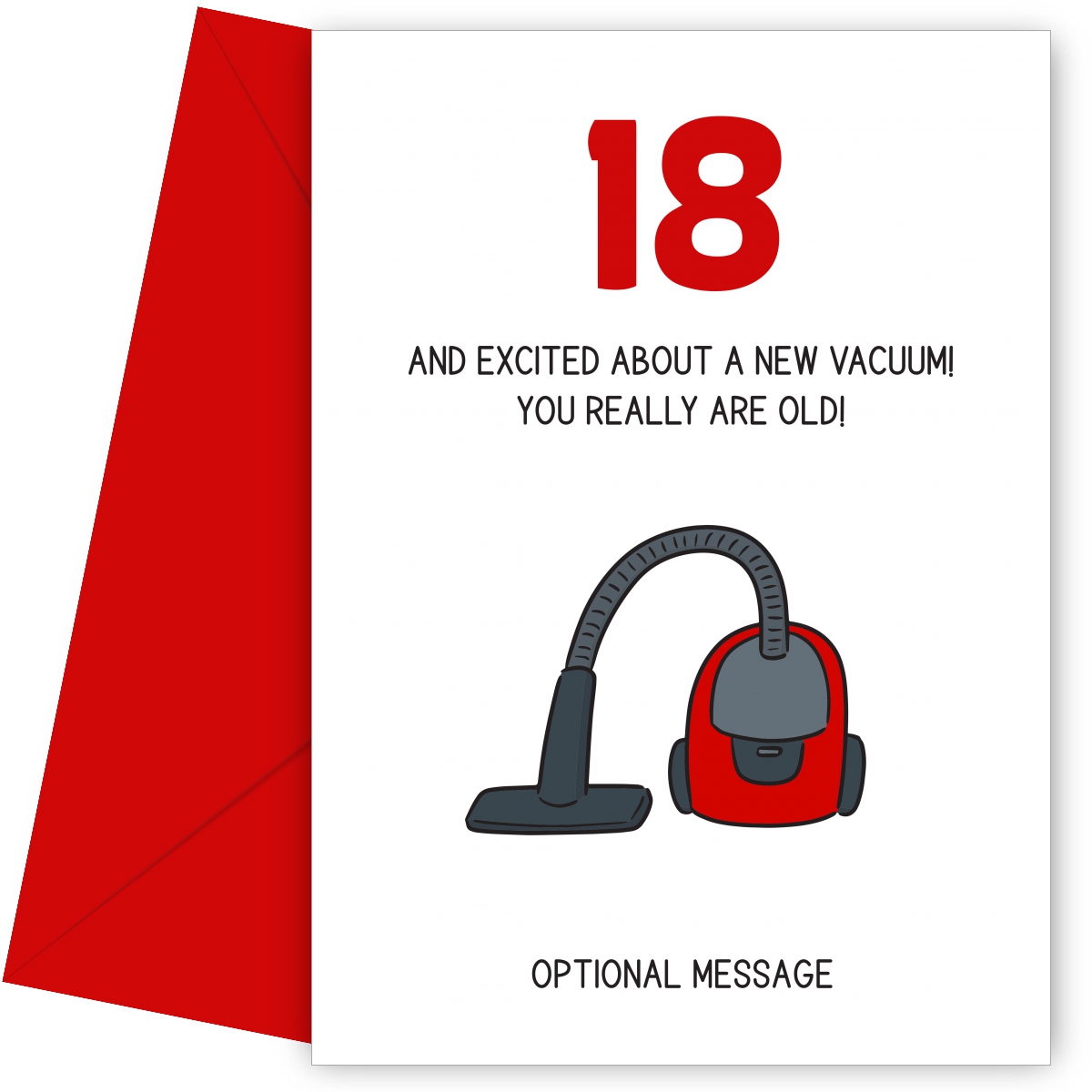 Happy 18th Birthday Card - Excited About a New Vacuum!