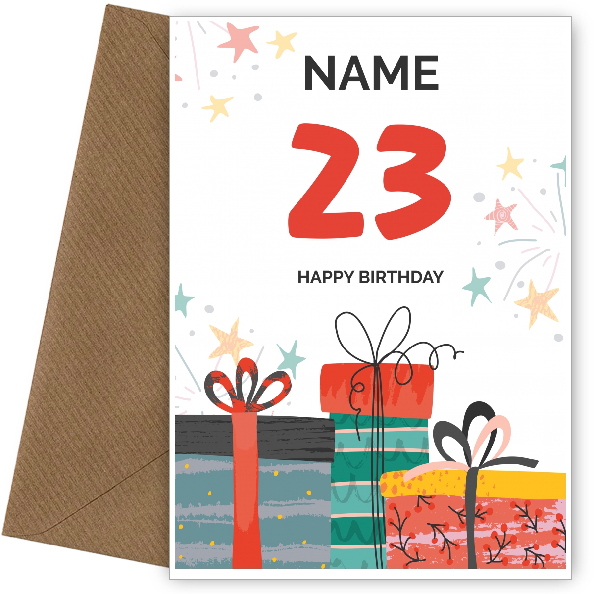 Happy 23rd Birthday Card - Fun Presents Design