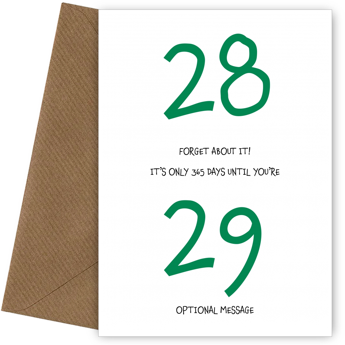 Happy 28th Birthday Card - Forget about it!