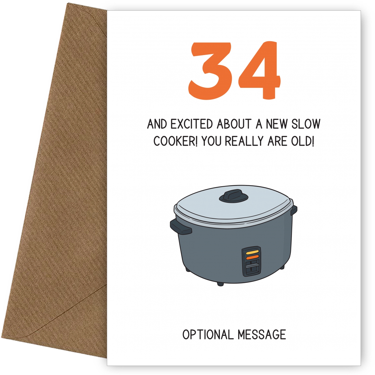 Happy 34th Birthday Card - Excited About a Slow Cooker!