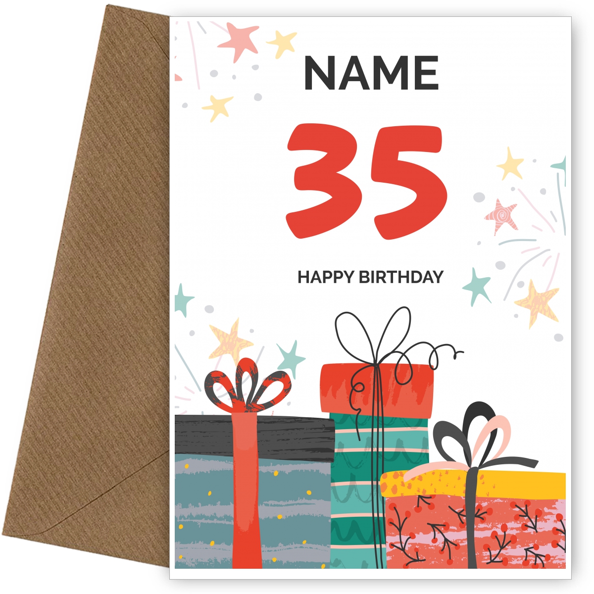 Happy 35th Birthday Card - Fun Presents Design