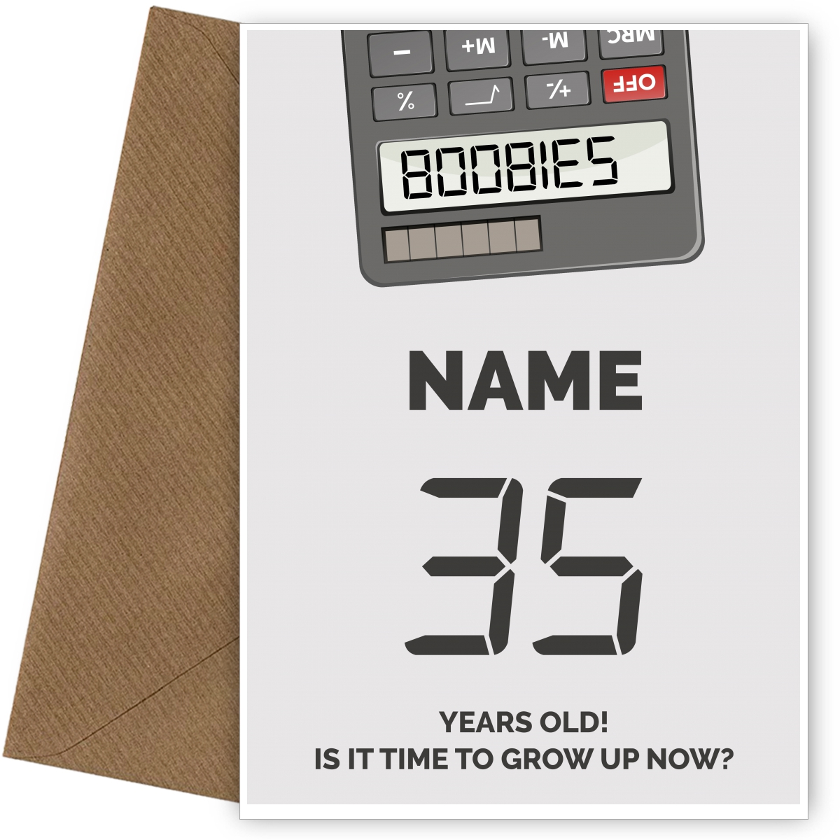 Happy 35th Birthday Card - Time to Grown Up