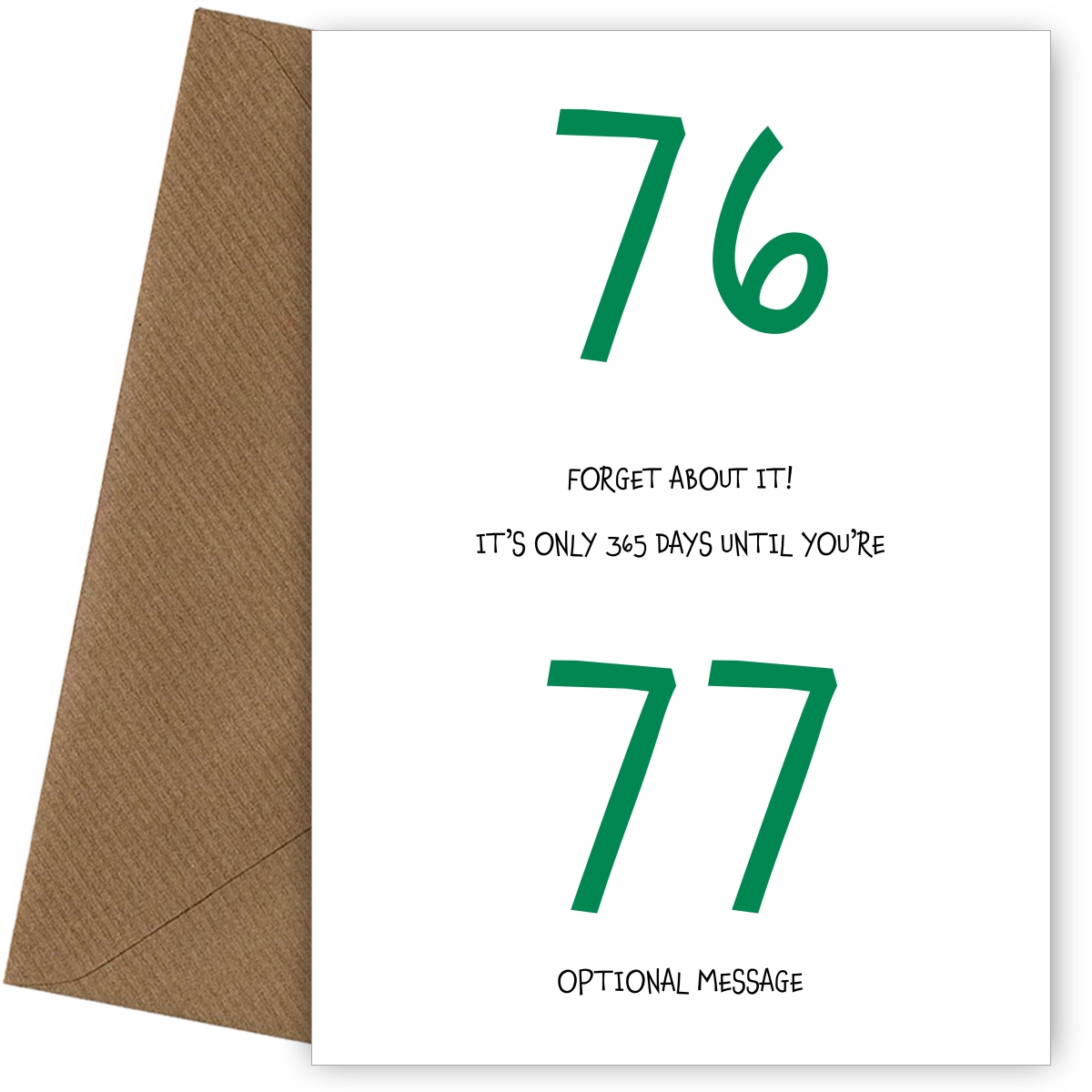 Happy 76th Birthday Card - Forget about it!