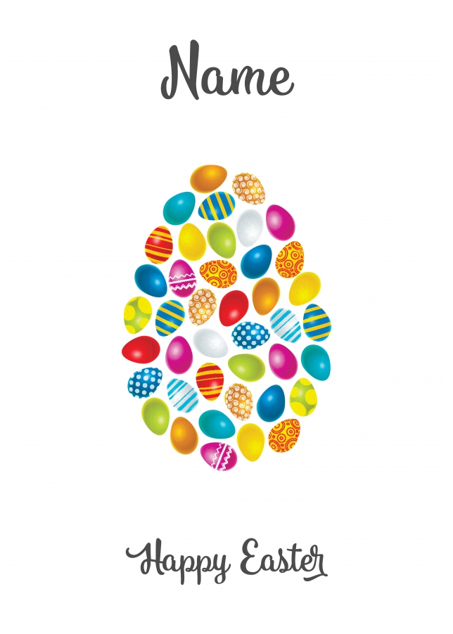Fun Personalised Happy Easter Card - Joyful Colourful Egg!