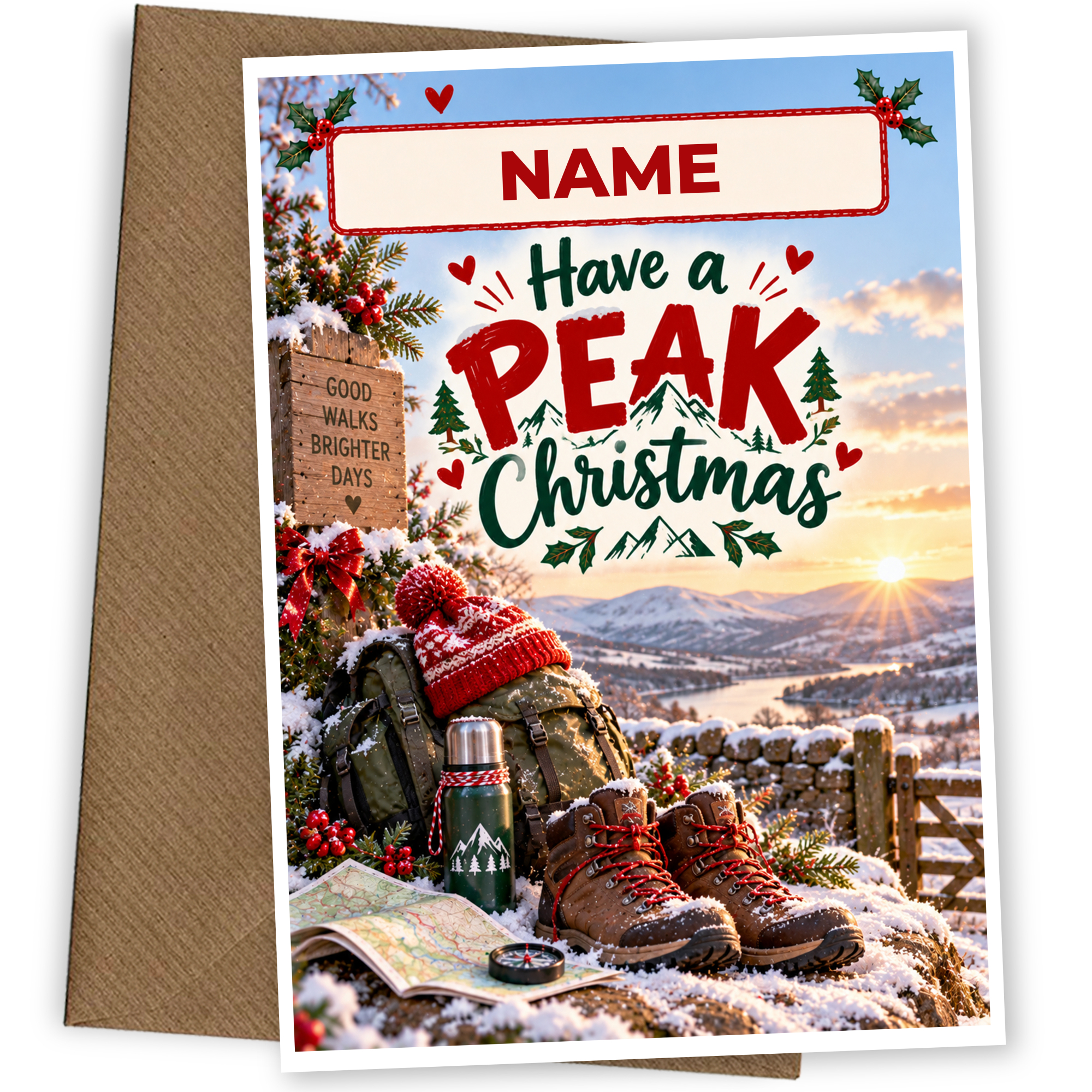 Hiking Christmas Card