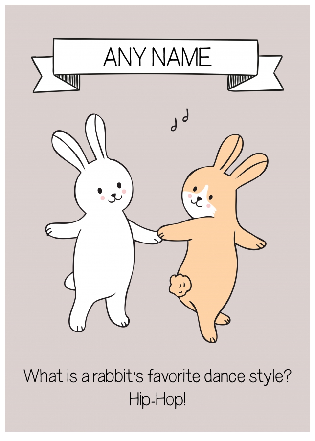 Rabbit Joke Easter Card for Kids and Grandkids - Hip Hop
