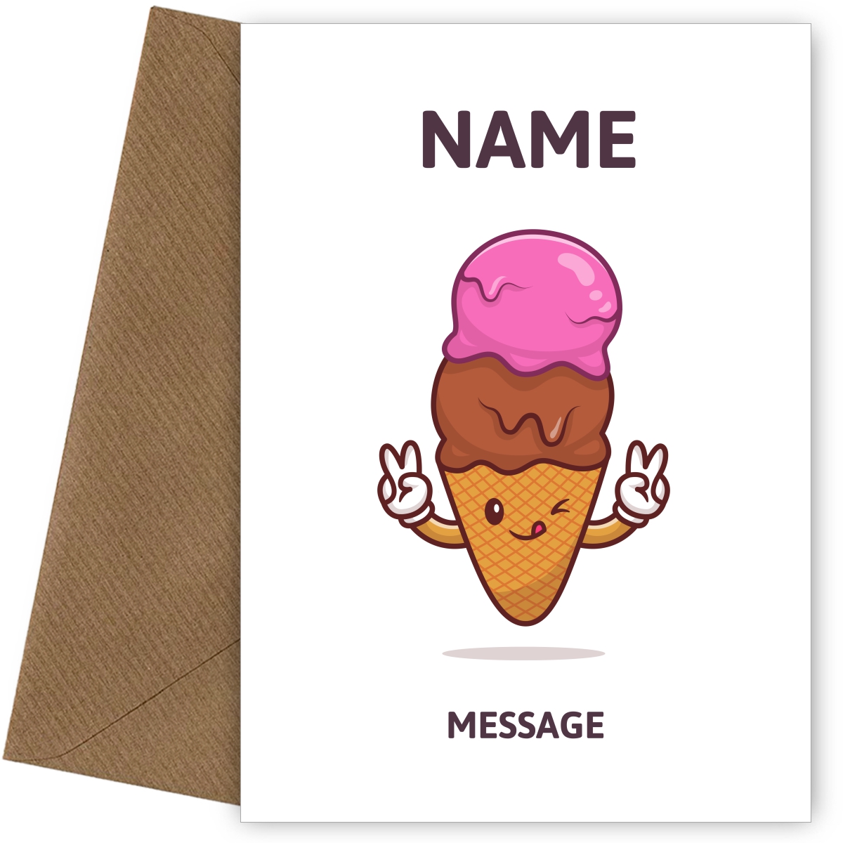 Personalised Ice-Cream Cone Card