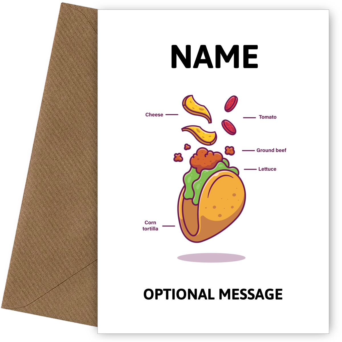 Ingredients - Taco Greetings Card