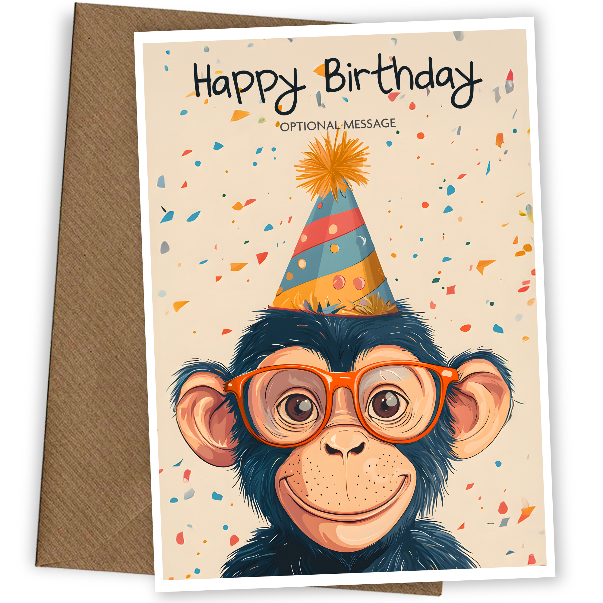 Monkey Birthday Card for Boy or Girl - Cute Bday Cards