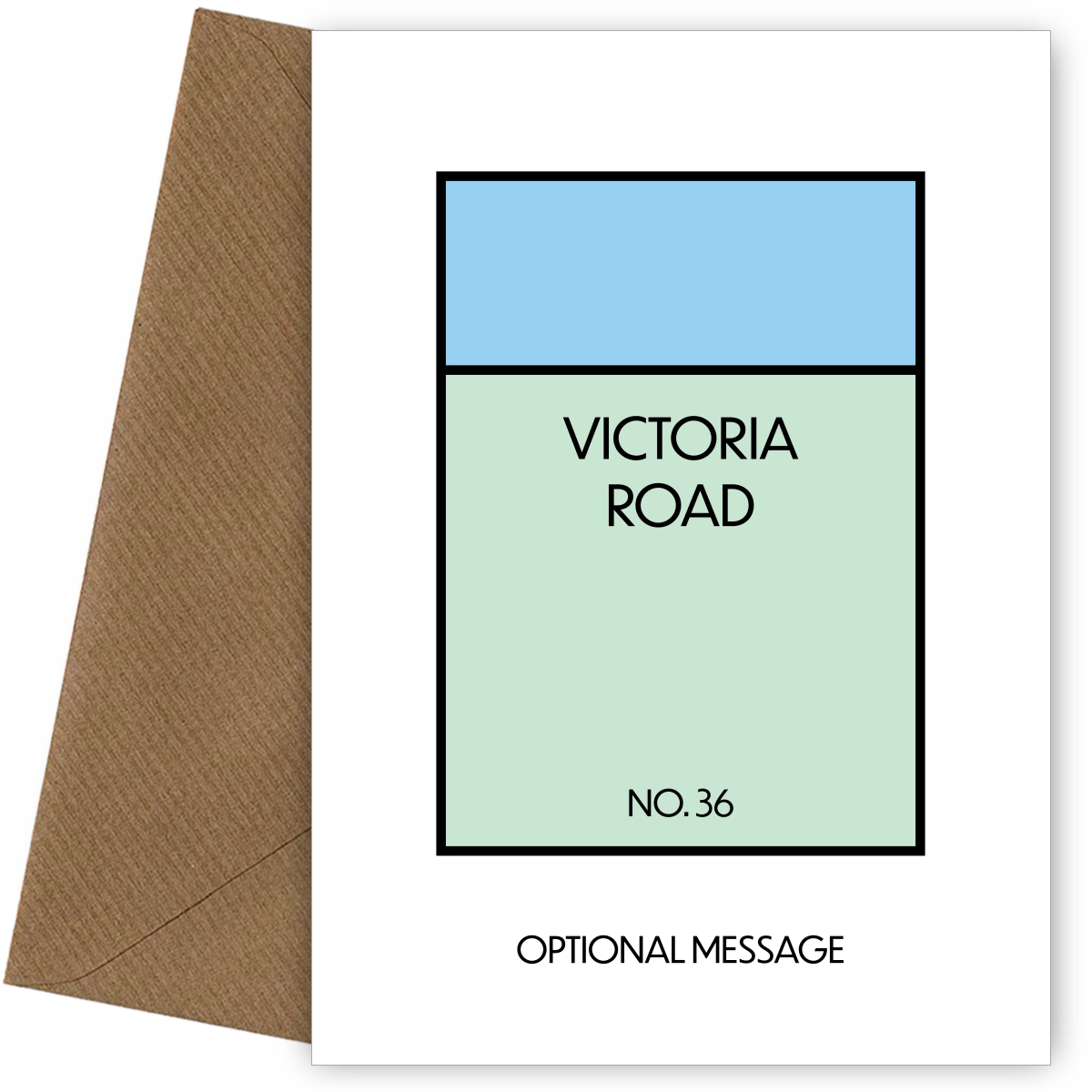 New Home Card for Housewarming - Monopoly Style Greetings Card (Blue)