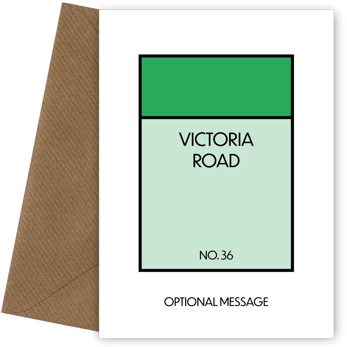 New Home Card for Housewarming - Monopoly Style Greetings Card (Green)