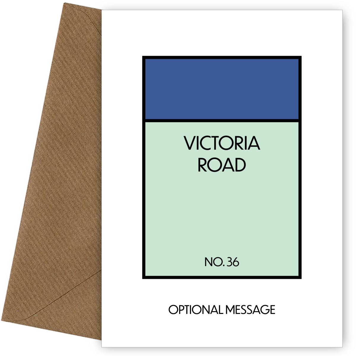 New Home Card for Housewarming - Monopoly Style Greetings Card (Purple)