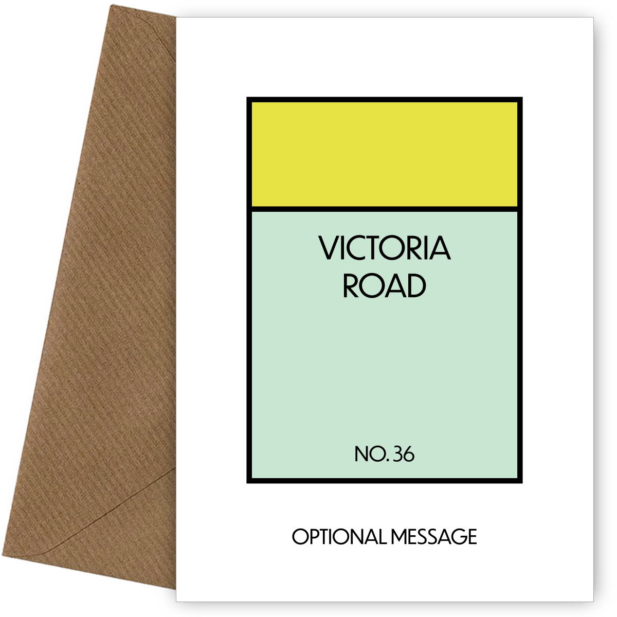 New Home Card for Housewarming - Monopoly Style Greetings Card (Yellow)