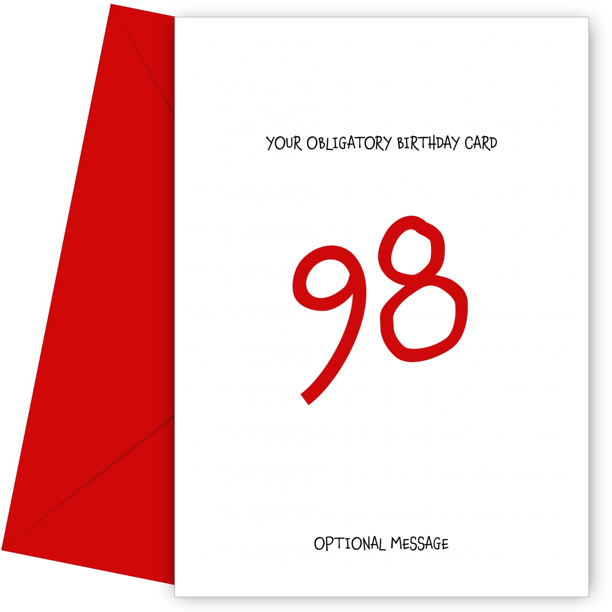 Obligatory 98th Birthday Card - Minimalist 98 Years!