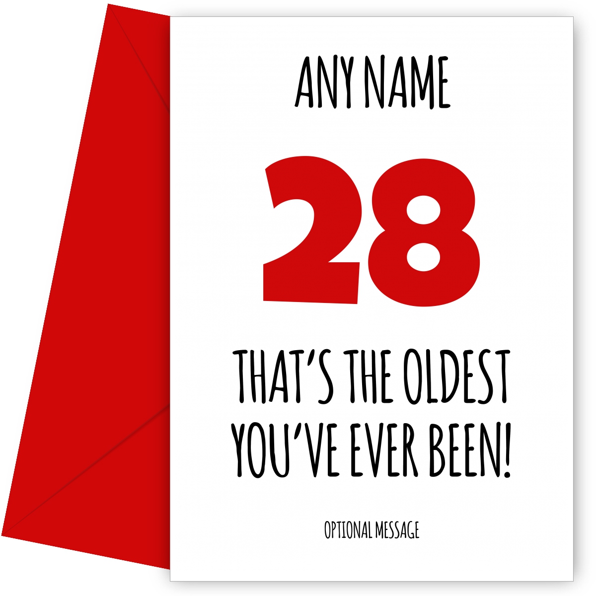 Funny 28th Birthday Card - That's the oldest you've ever been!