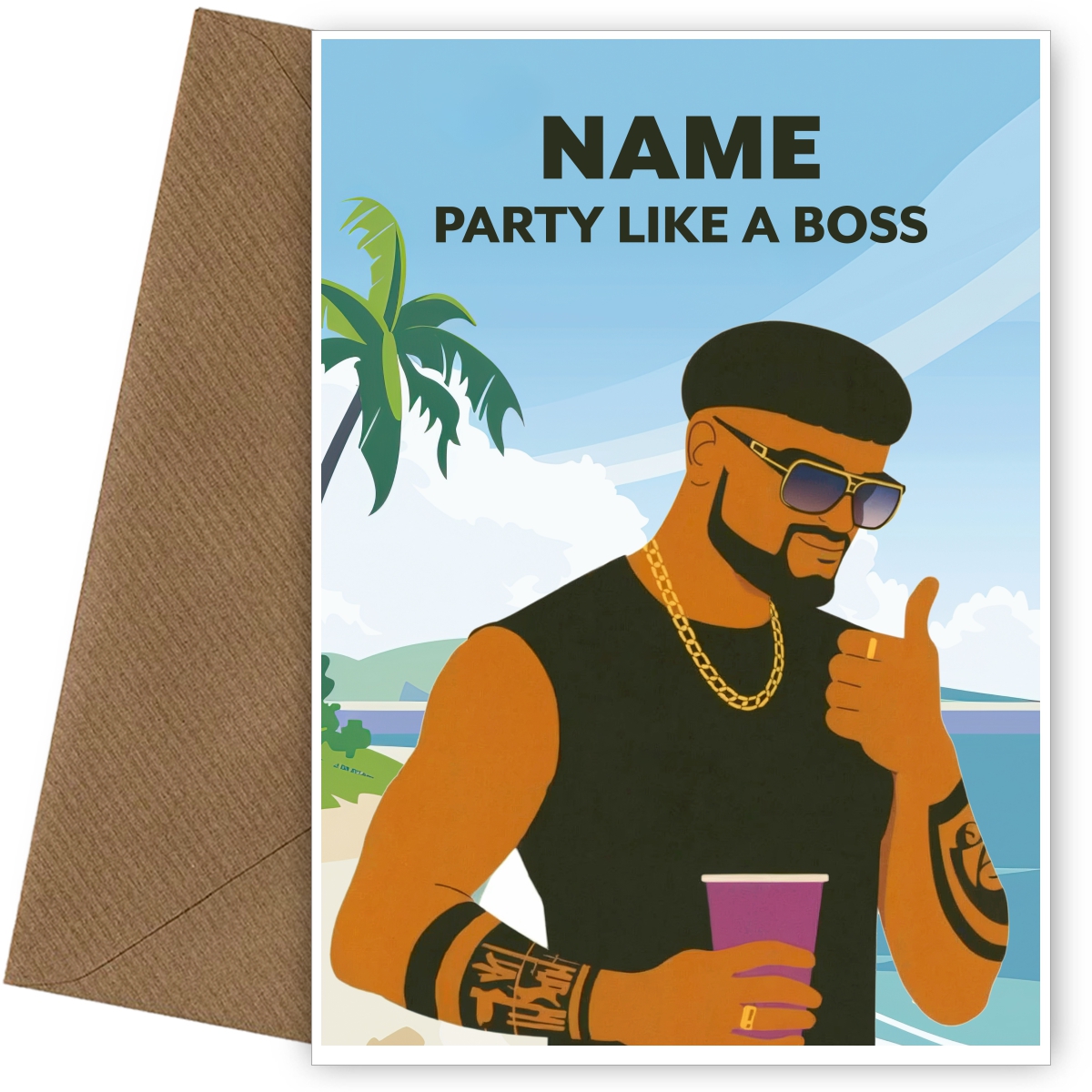 Ibiza Final Boss Birthday Card - Funny Meme and Viral Trending Card