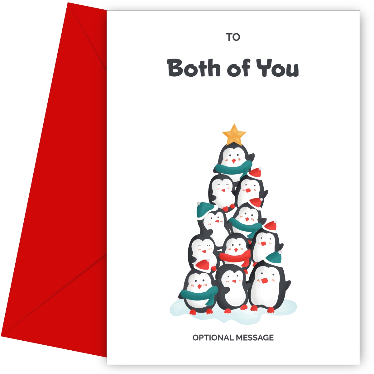 Both of You Christmas Card - Penguin Tree
