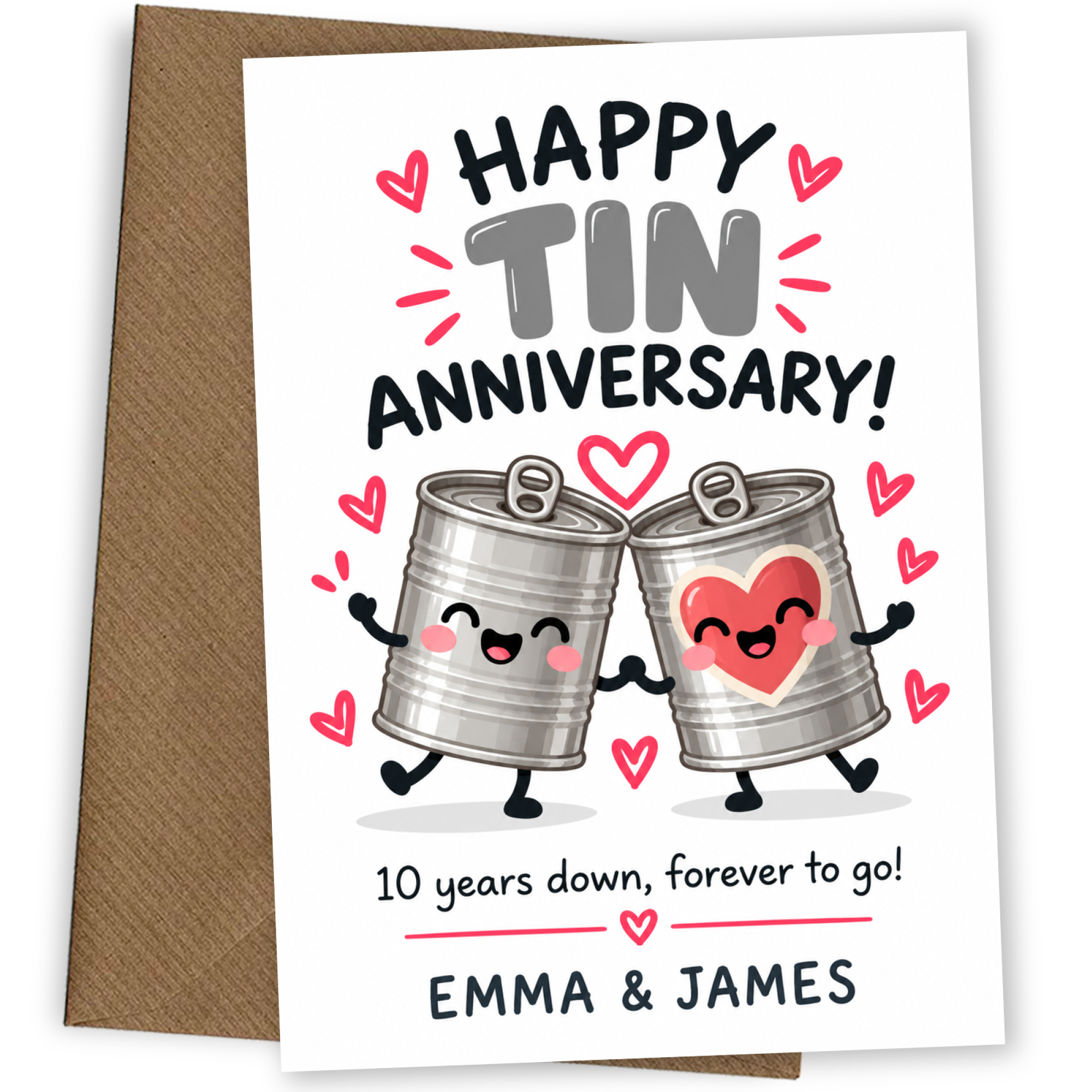 Personalised 10th Anniversary Card for Couples - Perfectly Paired