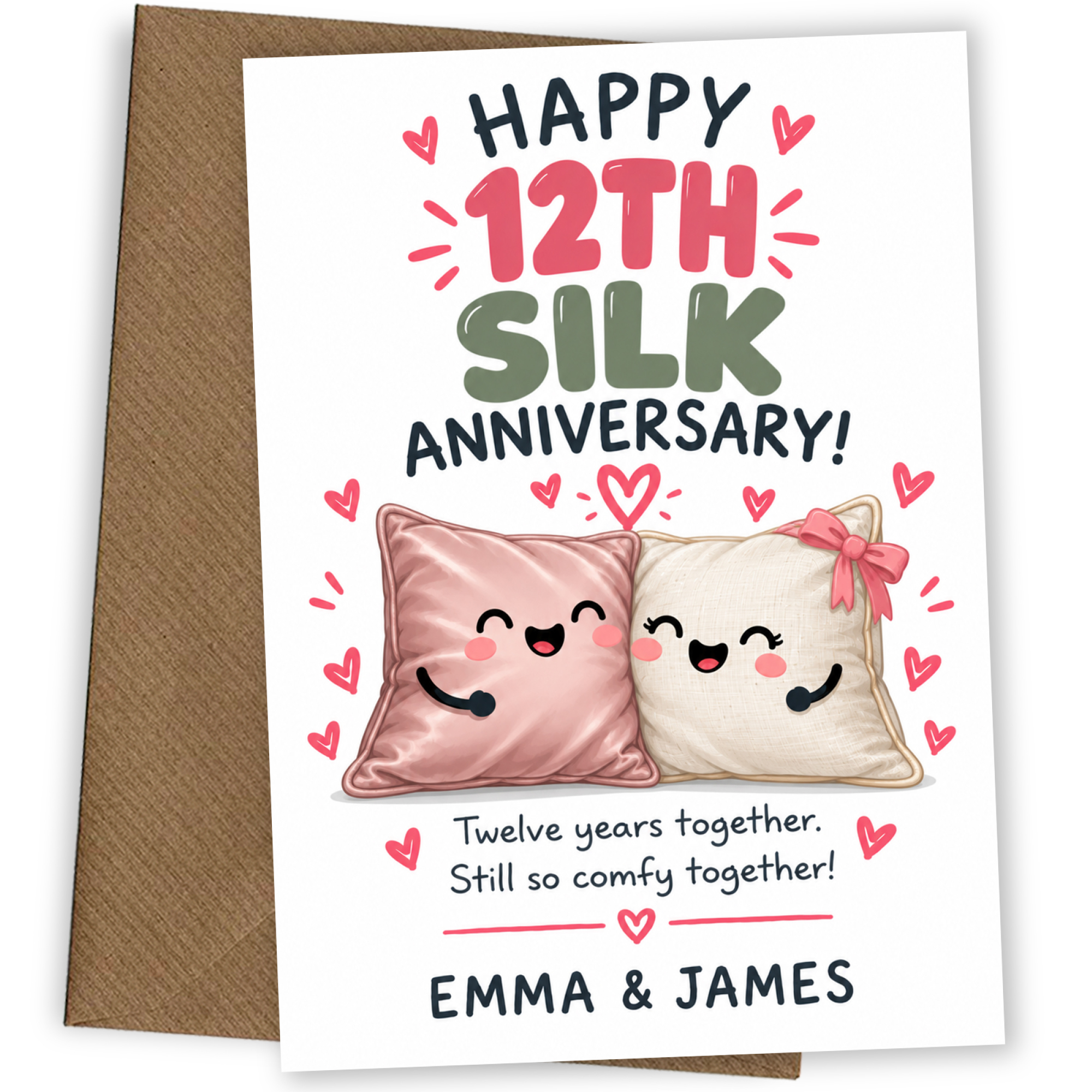 Personalised 12th Anniversary Card for Couples - Perfectly Paired