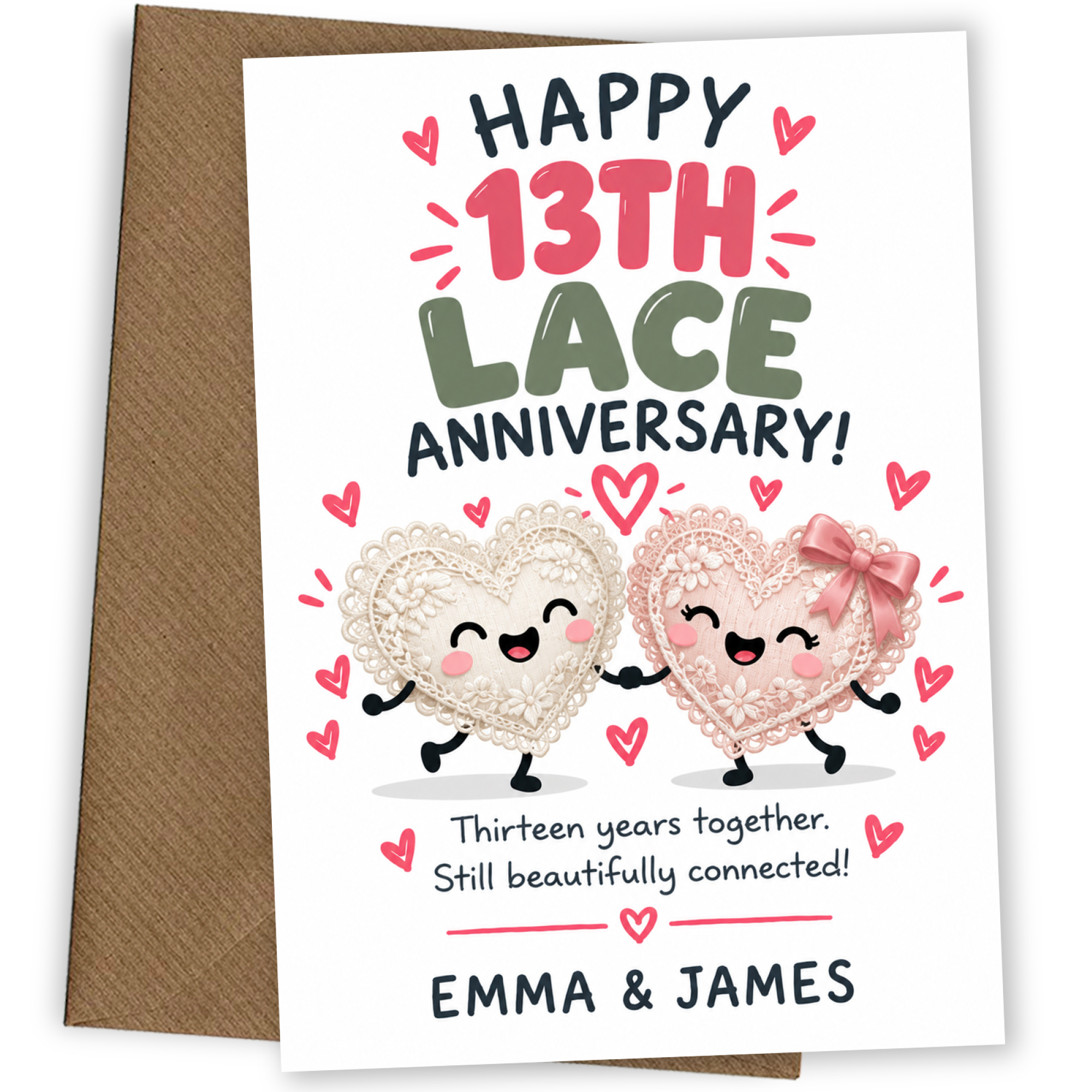 Personalised 13th Anniversary Card for Couples - Perfectly Paired