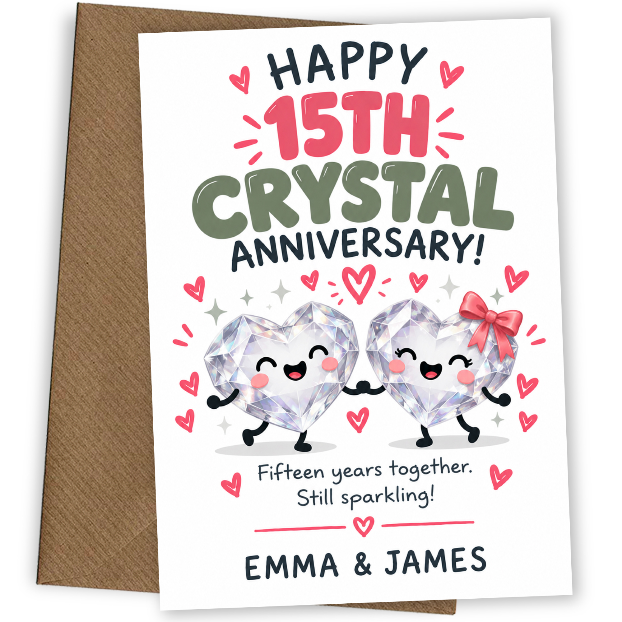 Personalised 15th Anniversary Card for Couples - Perfectly Paired