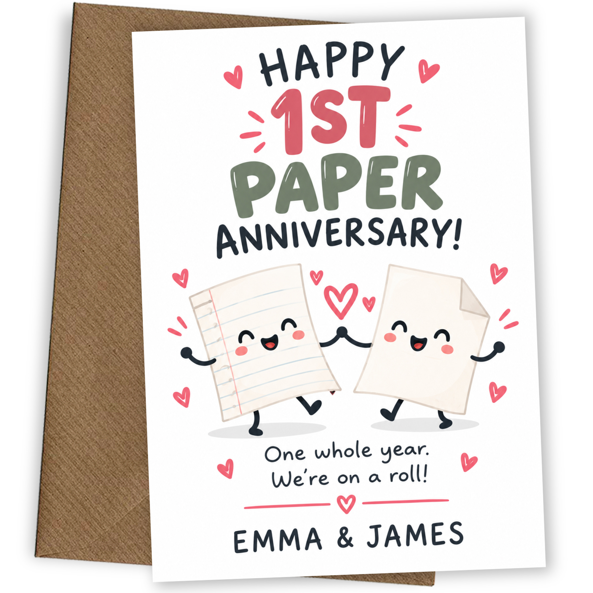 Personalised 1st Anniversary Card for Couples - Perfectly Paired