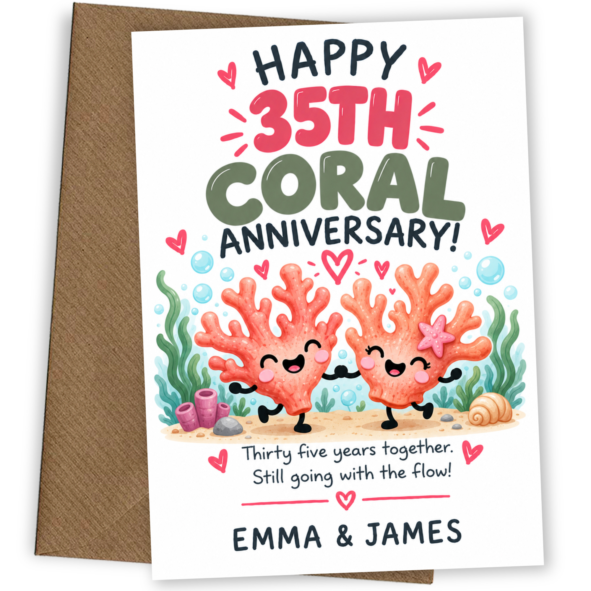 Personalised 35th Anniversary Card for Couples - Perfectly Paired