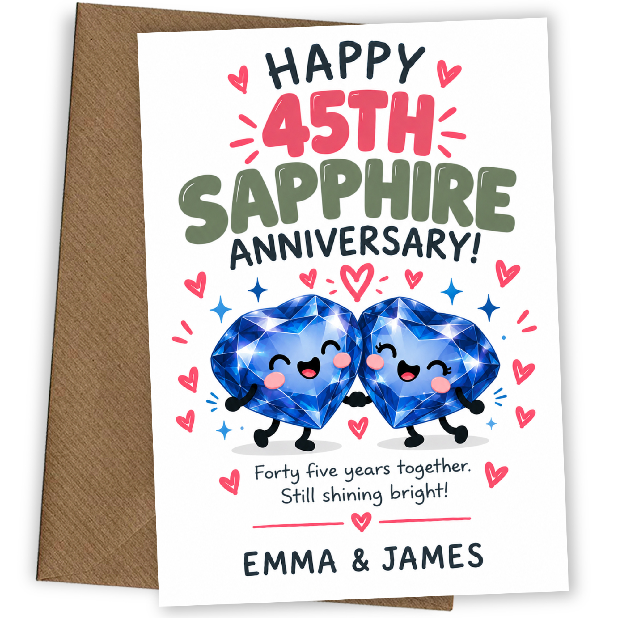 Personalised 45th Anniversary Card for Couples - Perfectly Paired
