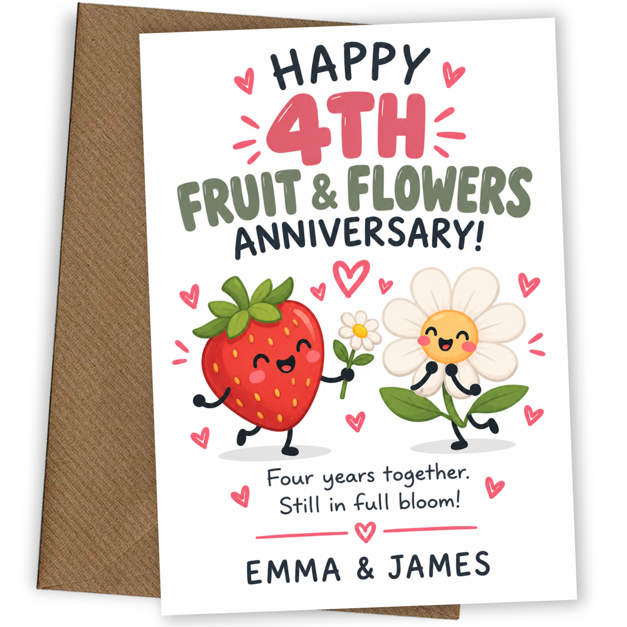 Personalised 4th Anniversary Card for Couples - Perfectly Paired