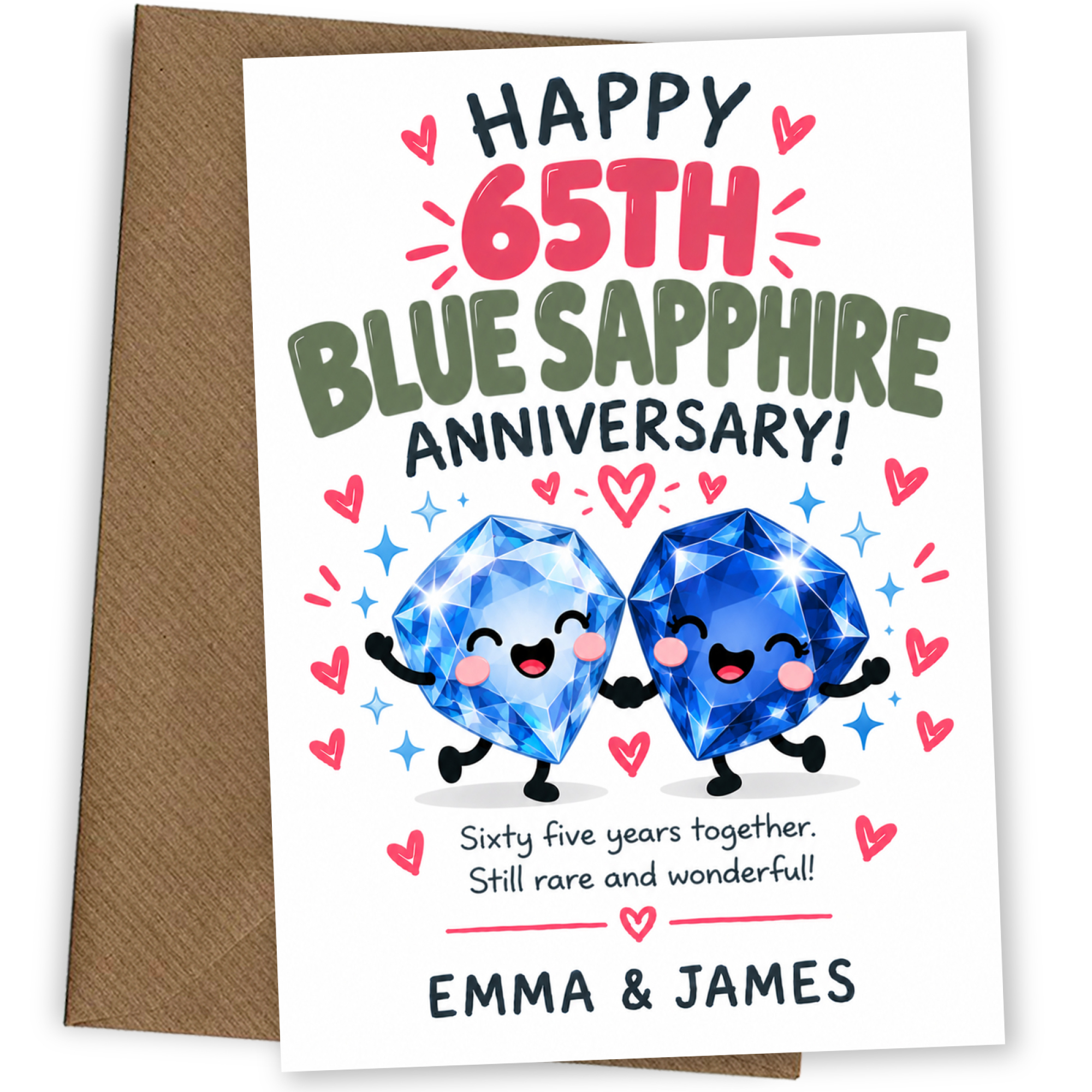 Personalised 65th Anniversary Card for Couples - Perfectly Paired