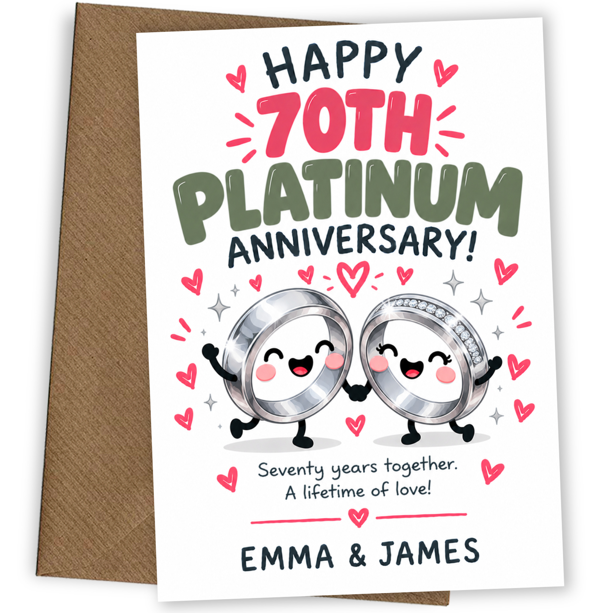 Personalised 70th Anniversary Card for Couples - Perfectly Paired